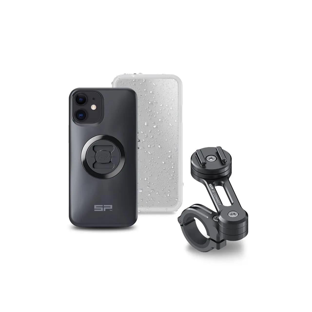 Komplettpaket Sp-Connect Moto Bundle fixé sur guidon iPhone 12 Pro Max
