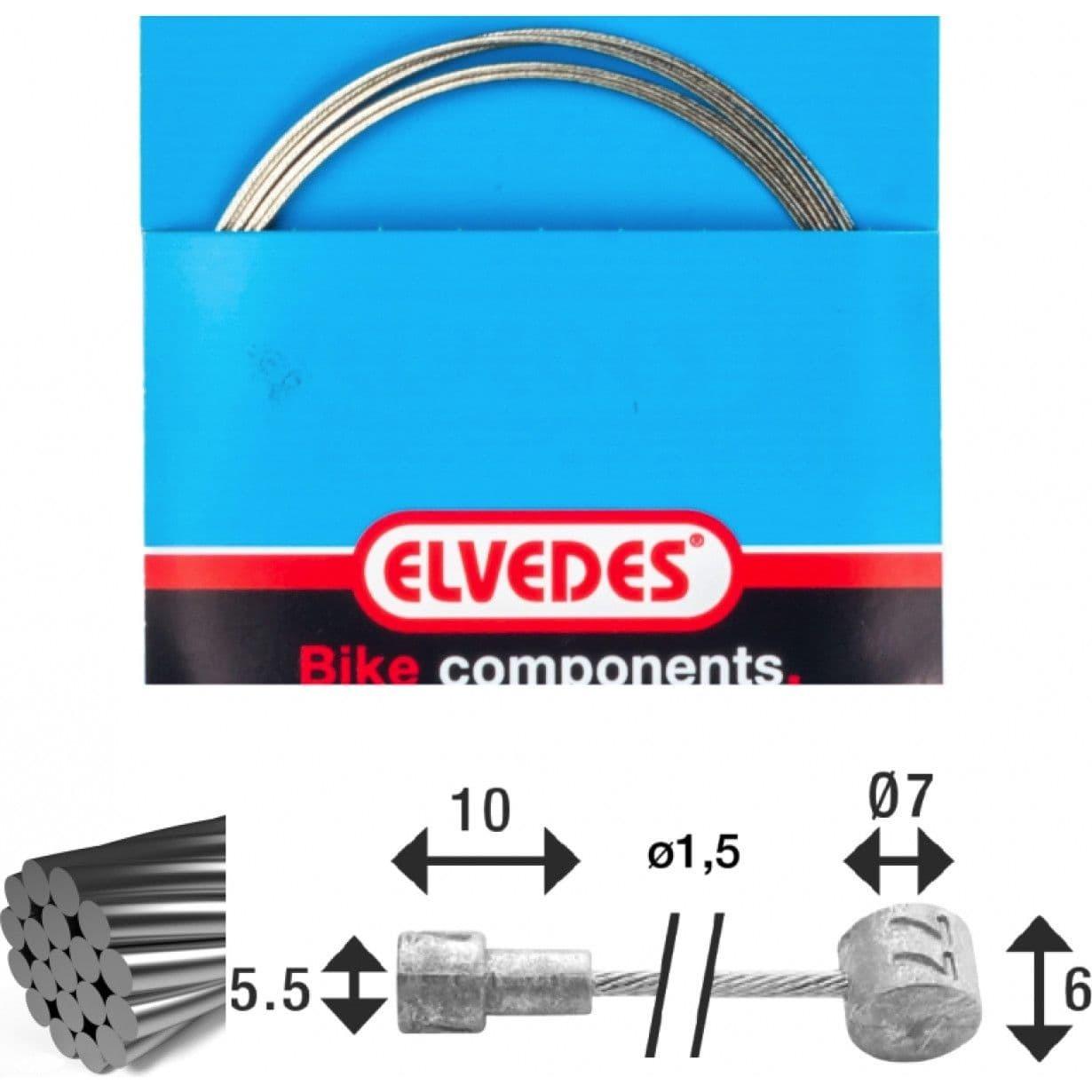 Velo Store - UK Brake cable 1x19 stainless steel wire ø1,5mm v-head ø5,5x10 and t-nipple Elvedes | Extra 10% off with Subscription, Postage £16.79 to UK Fedex.