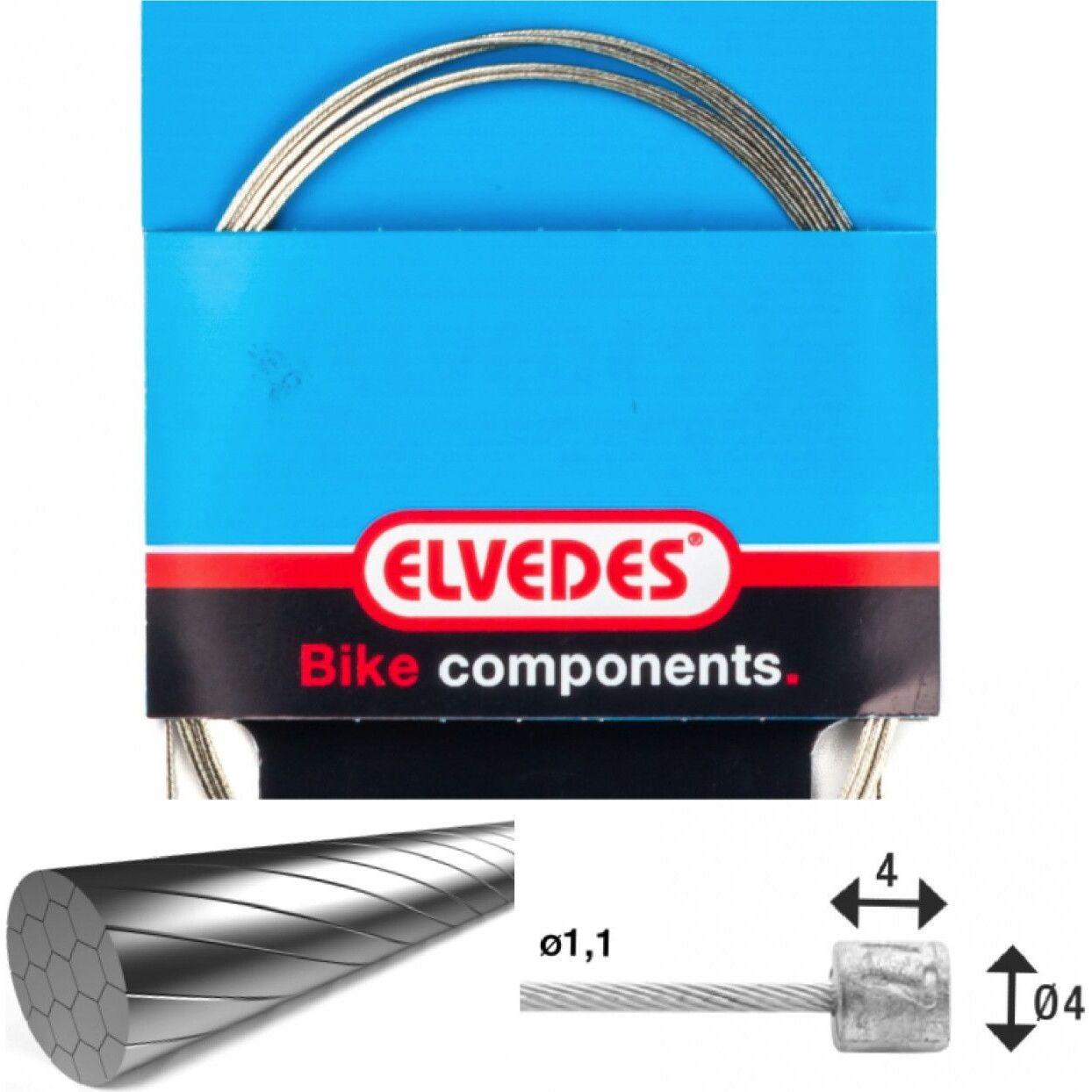 Velo Store - UK Transmission cable 1x19 slick stainless steel wires ø1,1mm with head n ø4x4 Elvedes | Extra 10% off with Subscription, Postage £16.79 to UK Fedex.