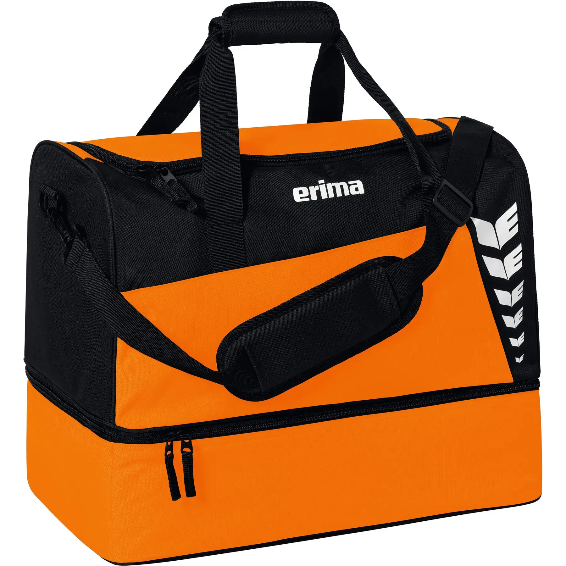 Borsone Sportivo Erima SIX WINGS Con Scomparto Inferiore – Unisex Adulto, Nero, Taglia S (40x25x35 Cm, 35 Litri)