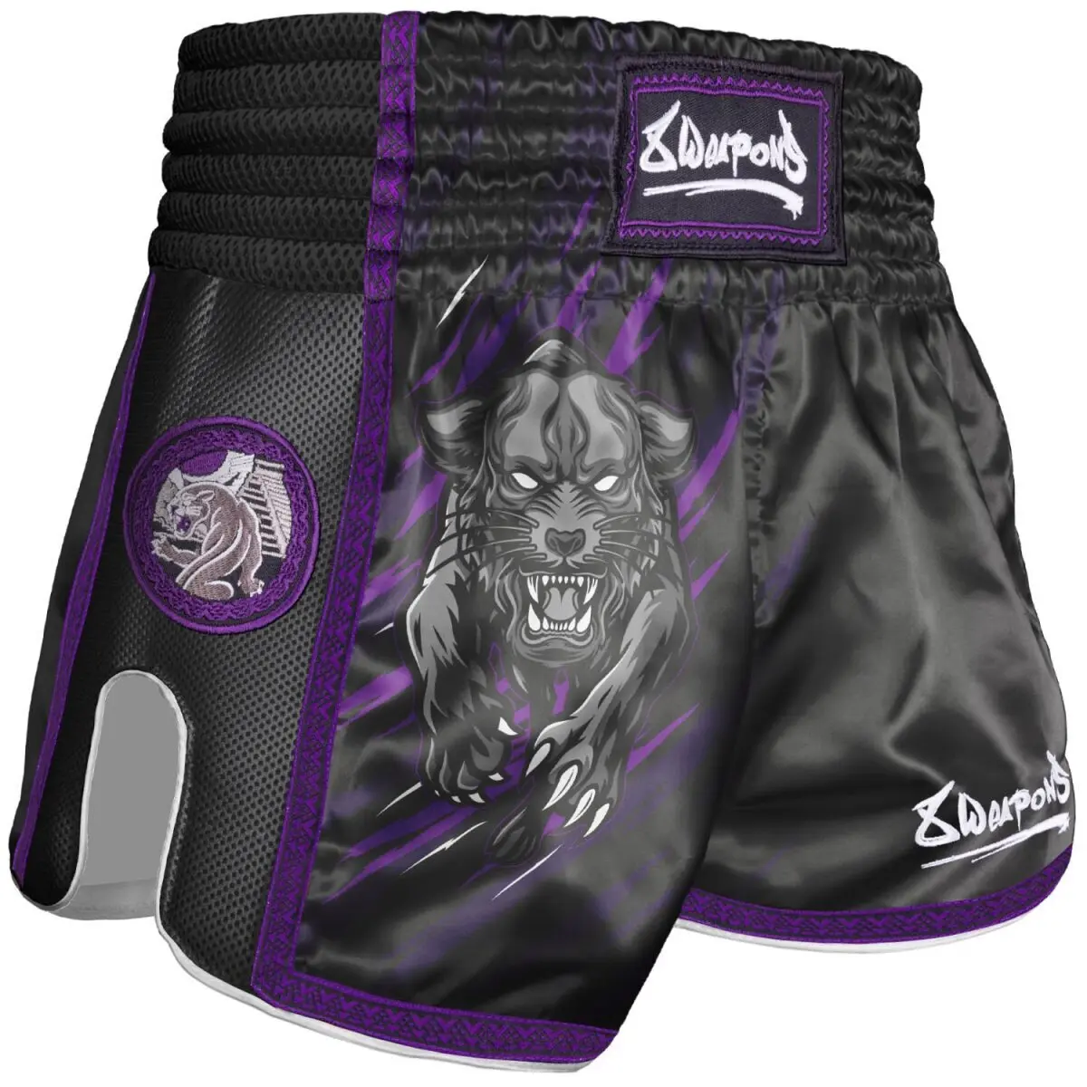 Short Muay Thai mit pantherartigem Motiv für Kinder 8 Weapons