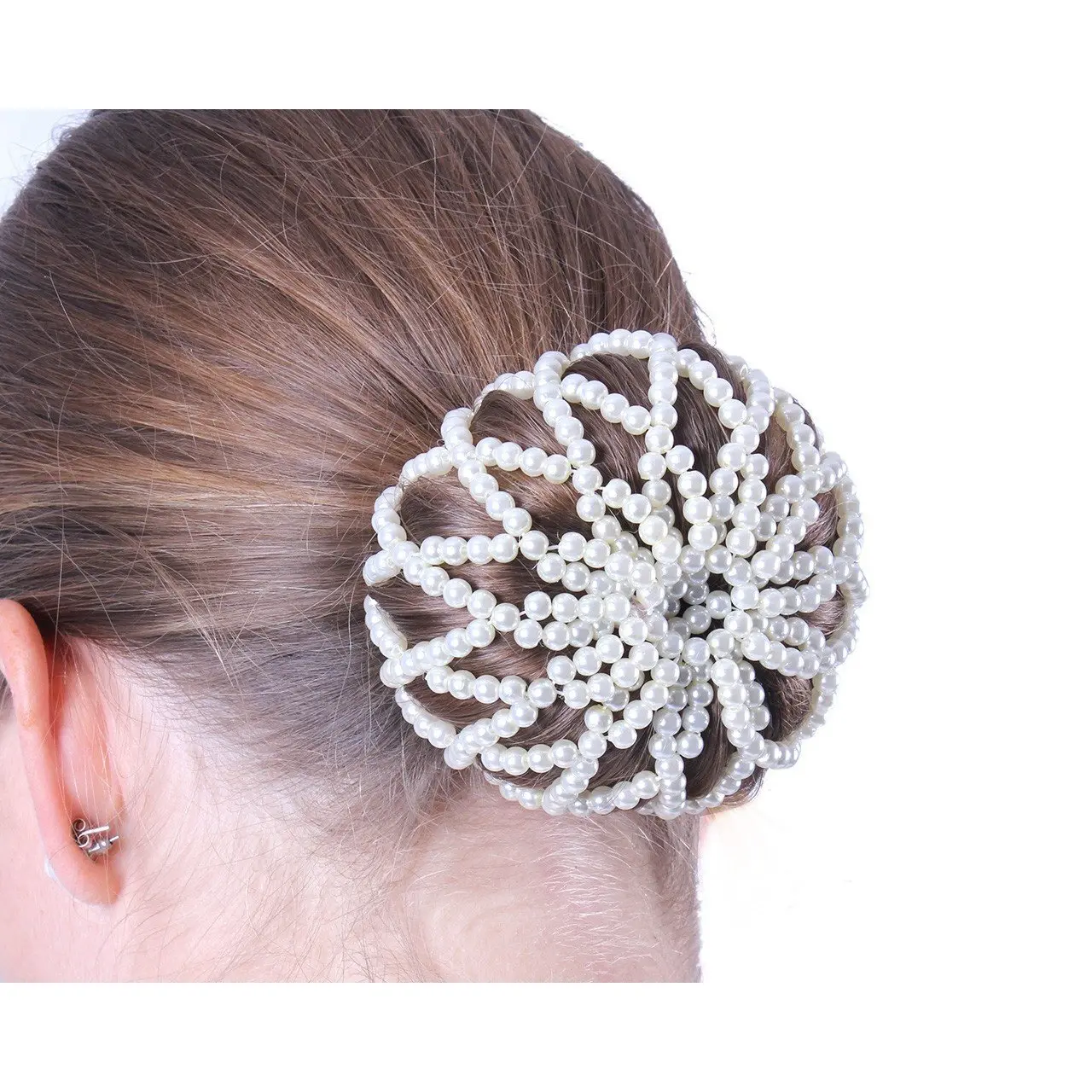 Qhp Women's Noir Hair Net For Pearl
