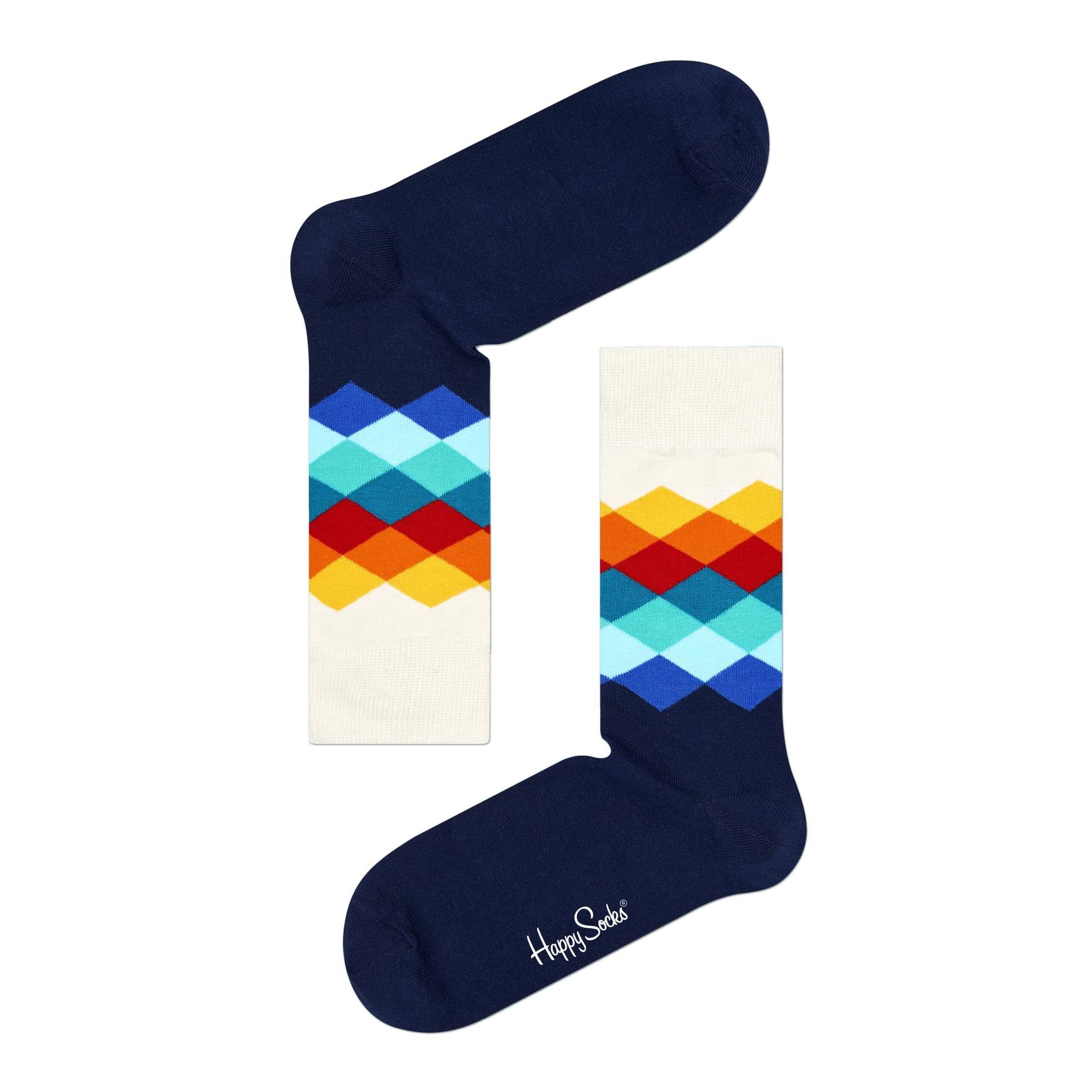 7333102533132 - Marineblaue Faded Diamond Crew Socken 7333102533132