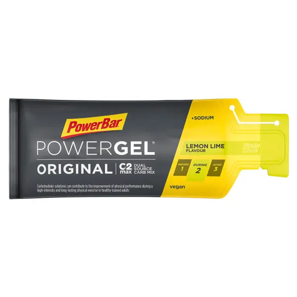 Gele PowerBar PowerGel 41gr Mixed : Strawberry-Banana-Green Apple-Lemon-Lime-Red Fruit Punch (X4)
