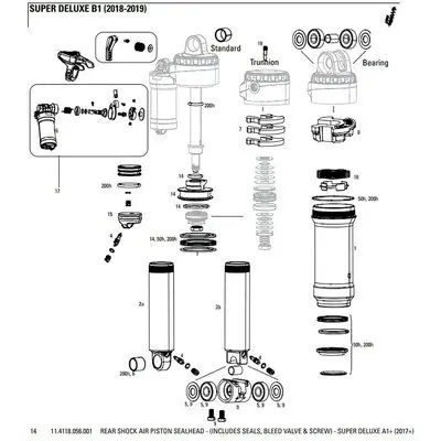 Stoßdämpfer Rockshox Kit Air-Sealhead Super Dlx A1 2017