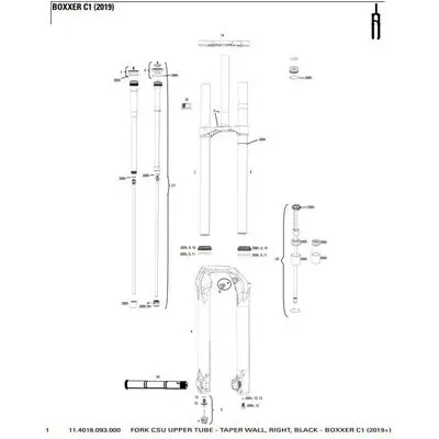 Forcella Rockshox Plongeur Boxxer C1 2019+ Cote Droitnoir