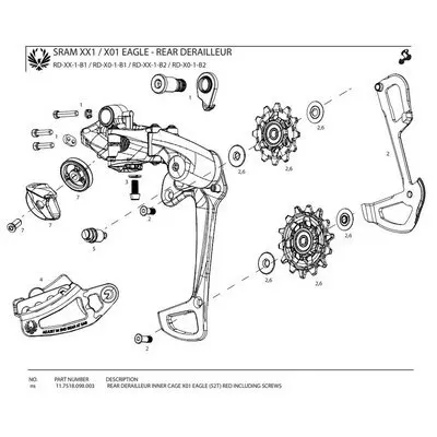 Image of Hintere Kettenschaltung Sram X01 Eagle (52T) Red
