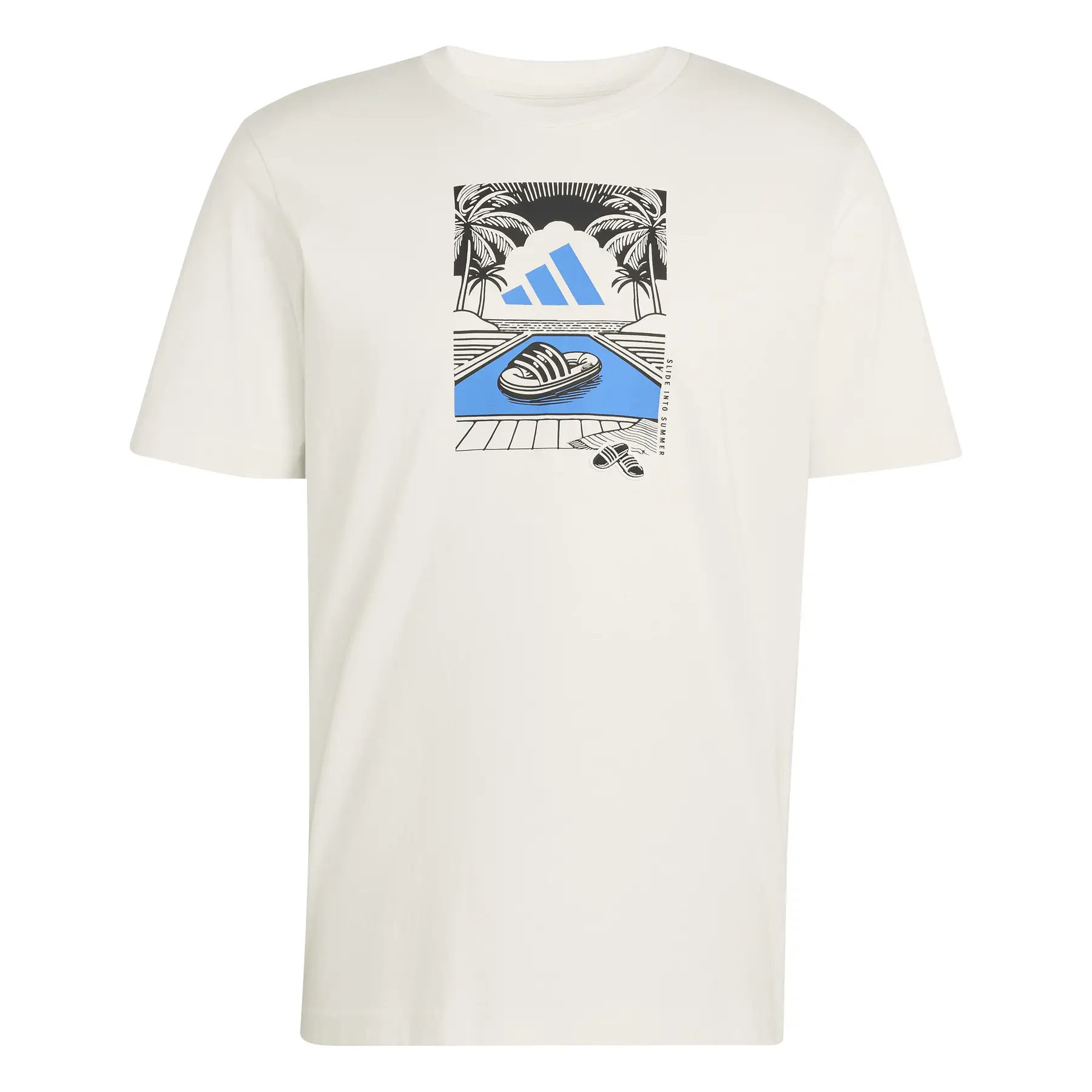 Adidas Homme T-shirt Summer Slides Relax Graphic, Blanc, Taille XL