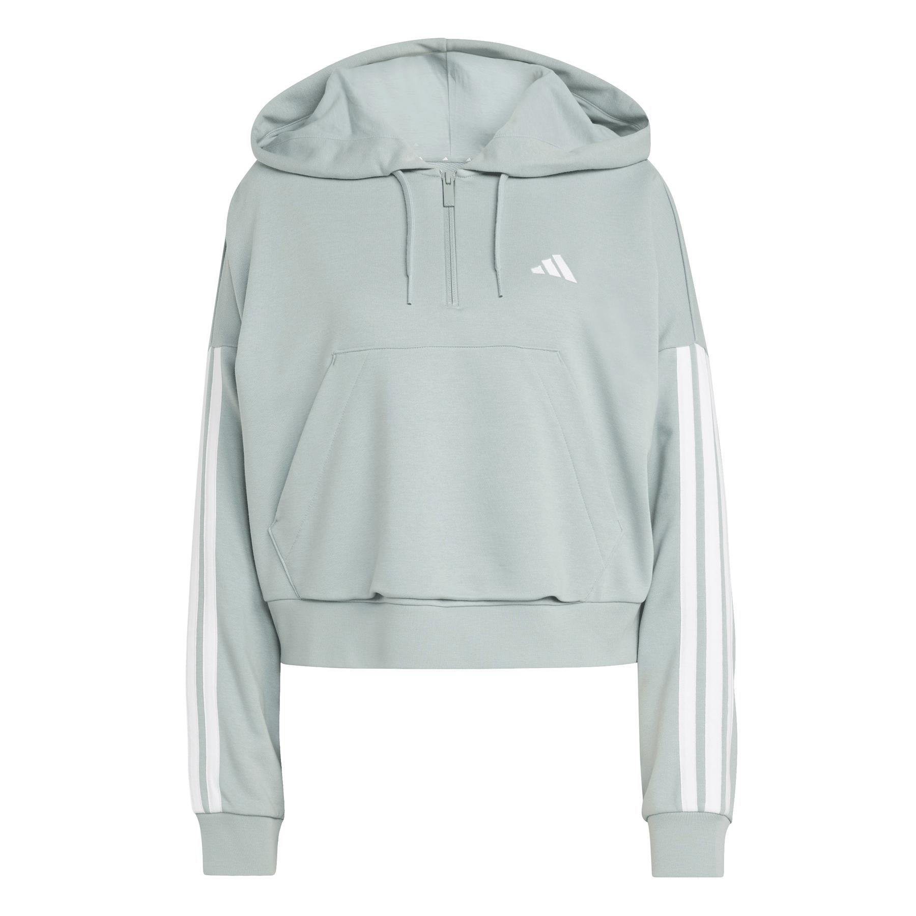 Felpa da donna con cappuccio a 1/4 di cerniera adidas Essentials 3-Stripes