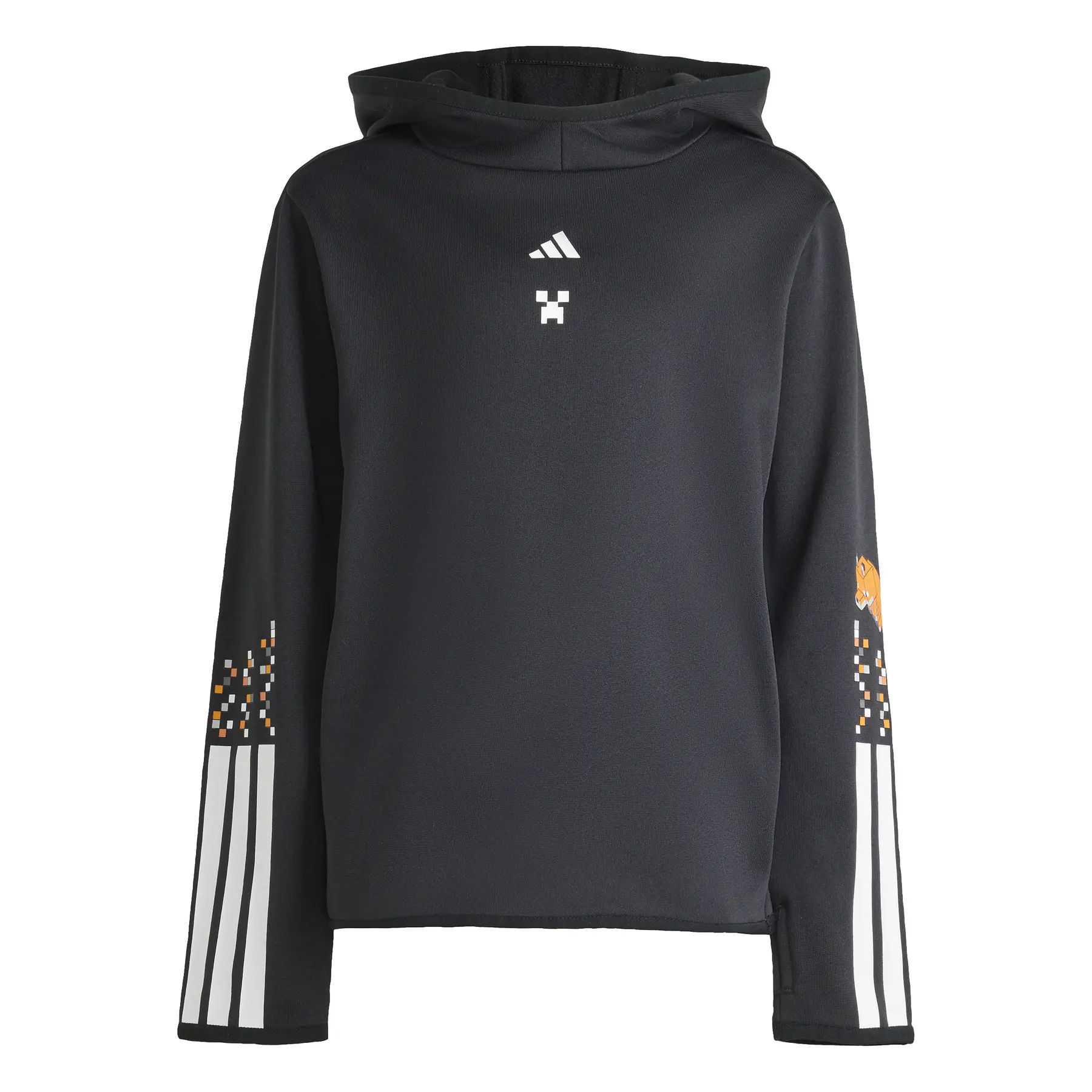 Adidas Unisex Kids Noir Child Hoodie Minecraft Training 3 Stripes