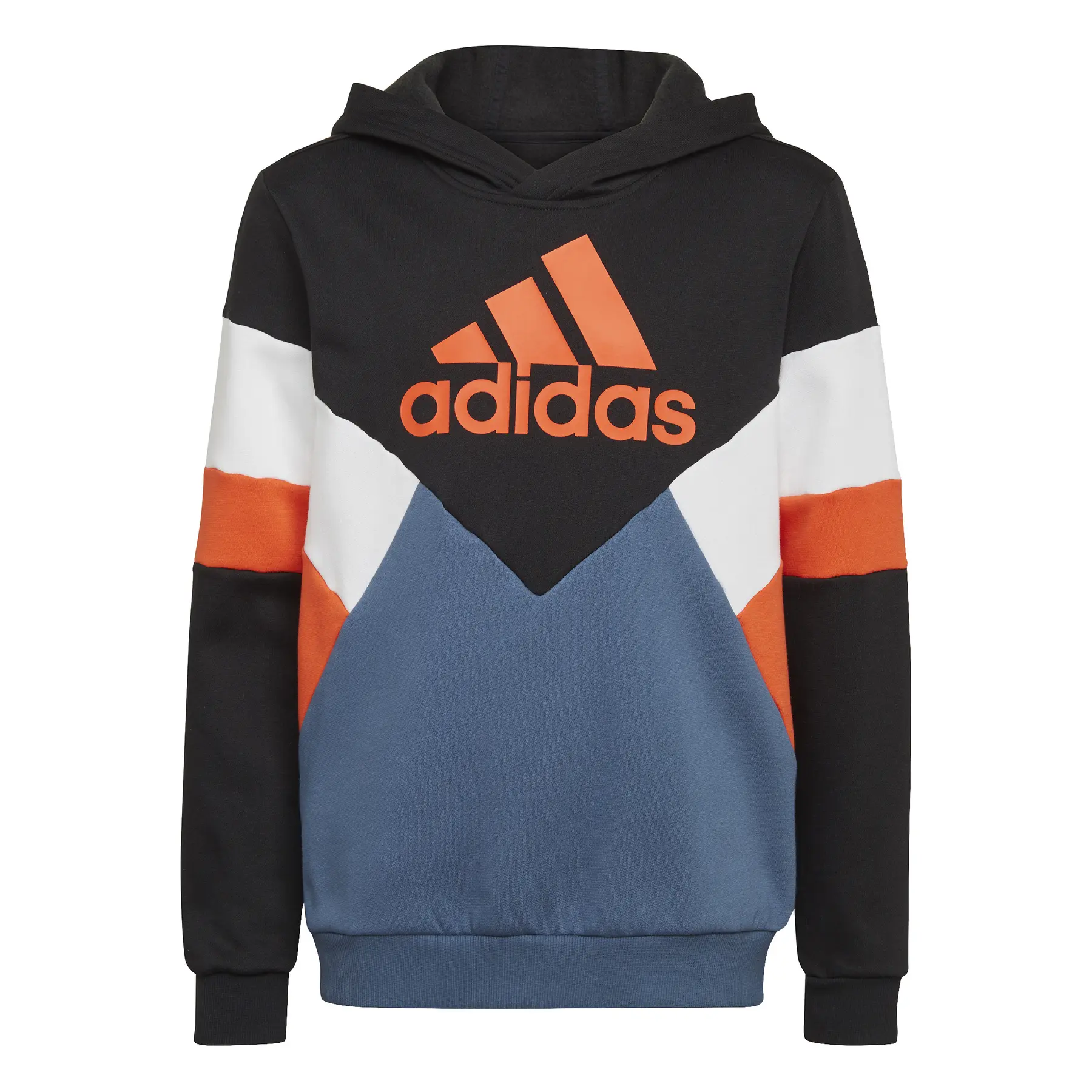 4065429198659 - adidas Colorblock Hoodie Jungen in black-wonder steel-semi impact orange