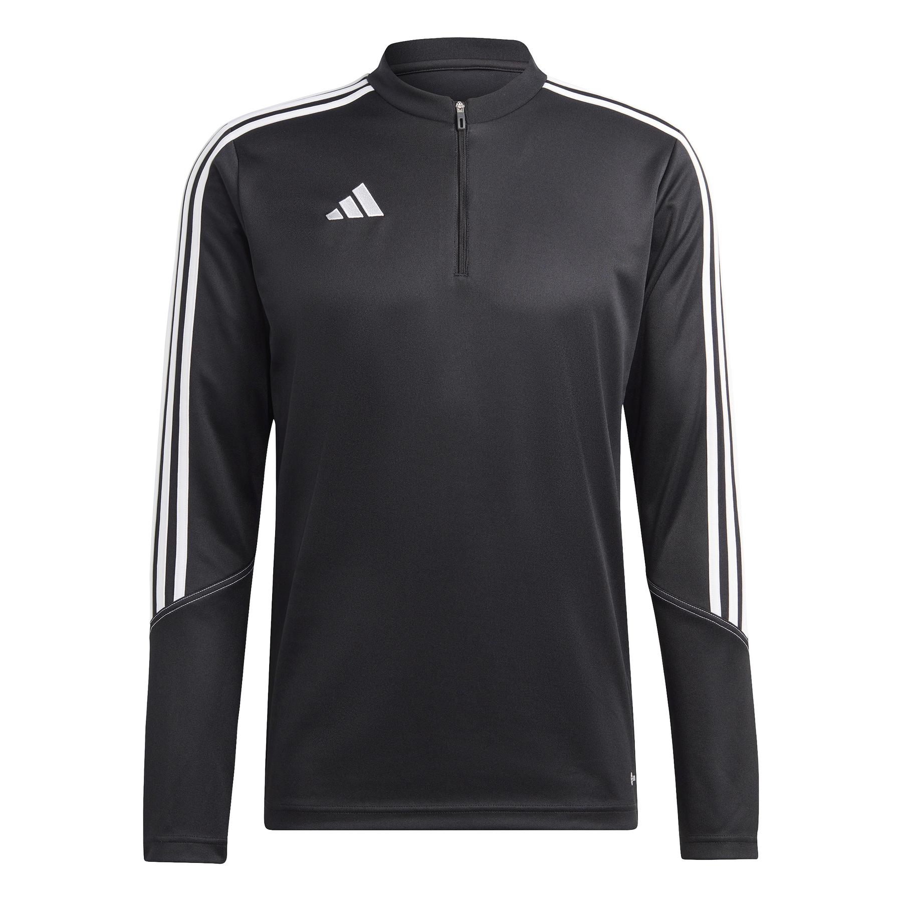 4066745595979 - adidas Football - Trio 23 - Sweatshirt in Schwarz und Weiß mit kurzem 1 4-Reißverschluss