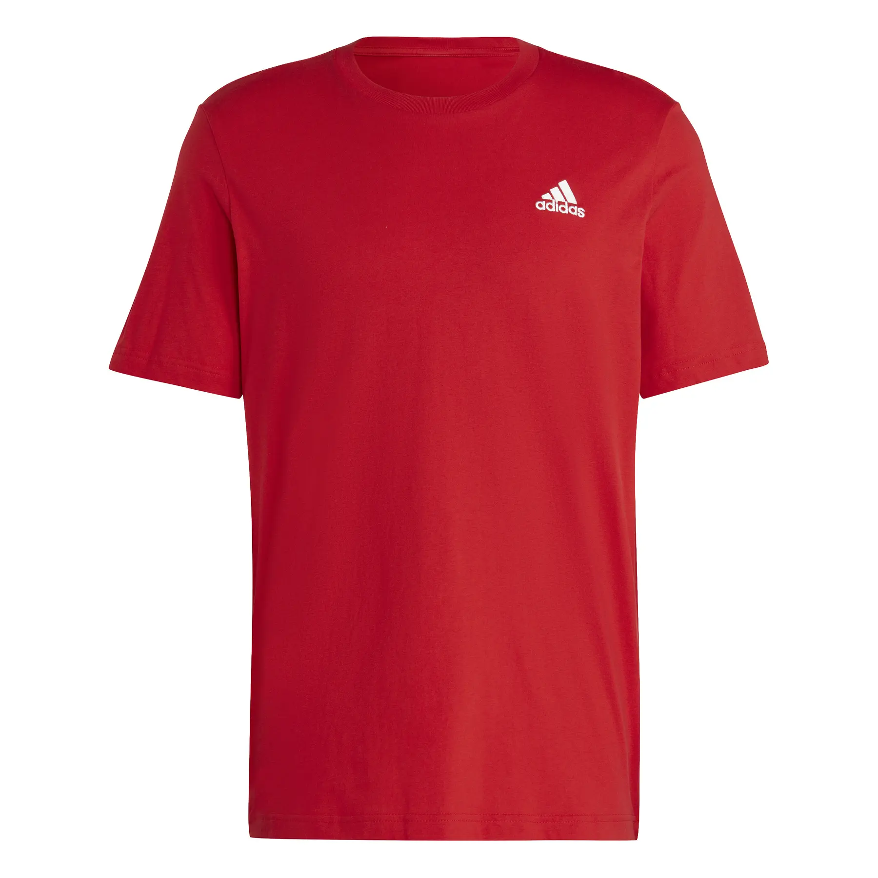 Adidas Homme Maillot petit logo brodé simple Essentials, Rouge, Taille S