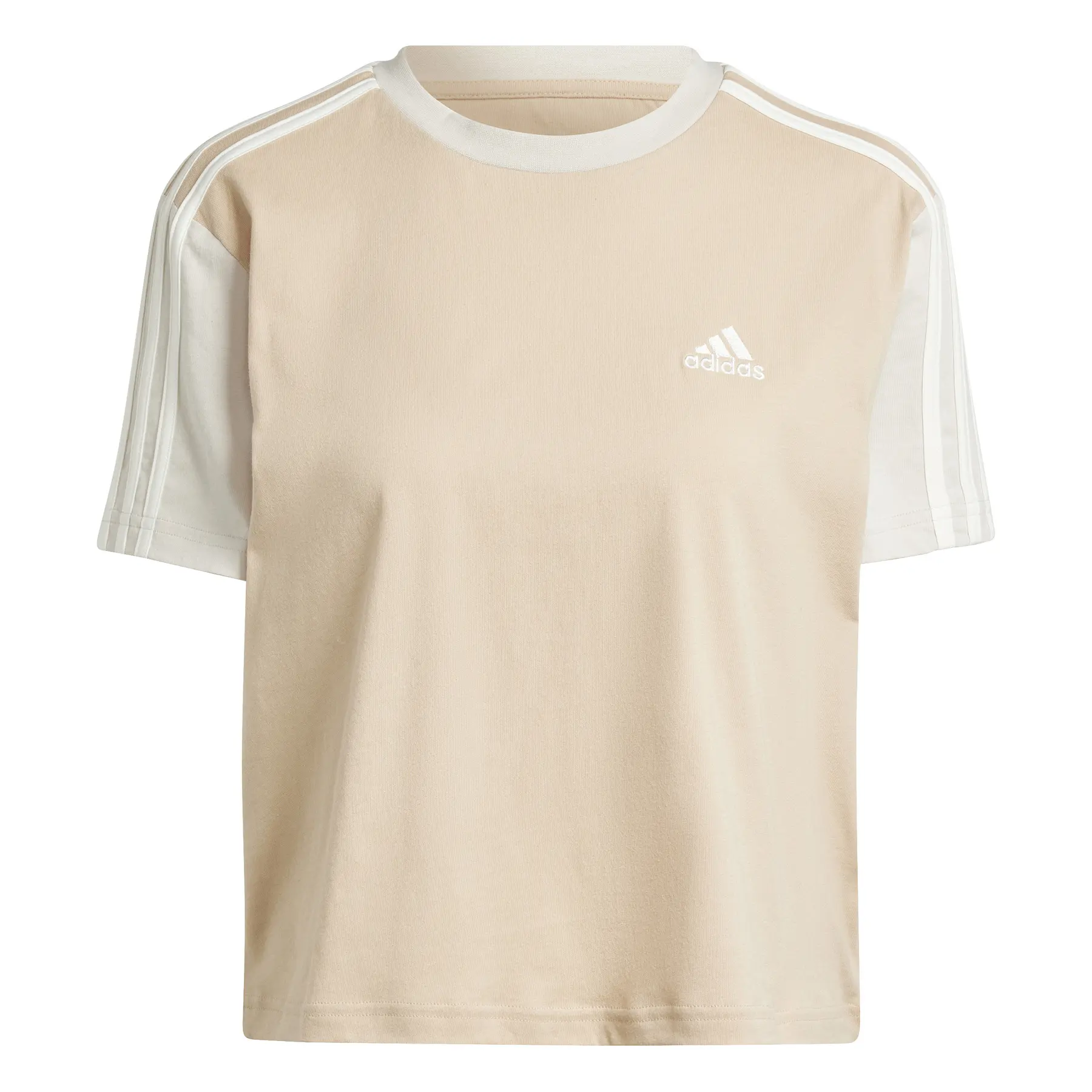 4067886391185 - adidas T-Shirt cropped Baumwolle für Damen beige M