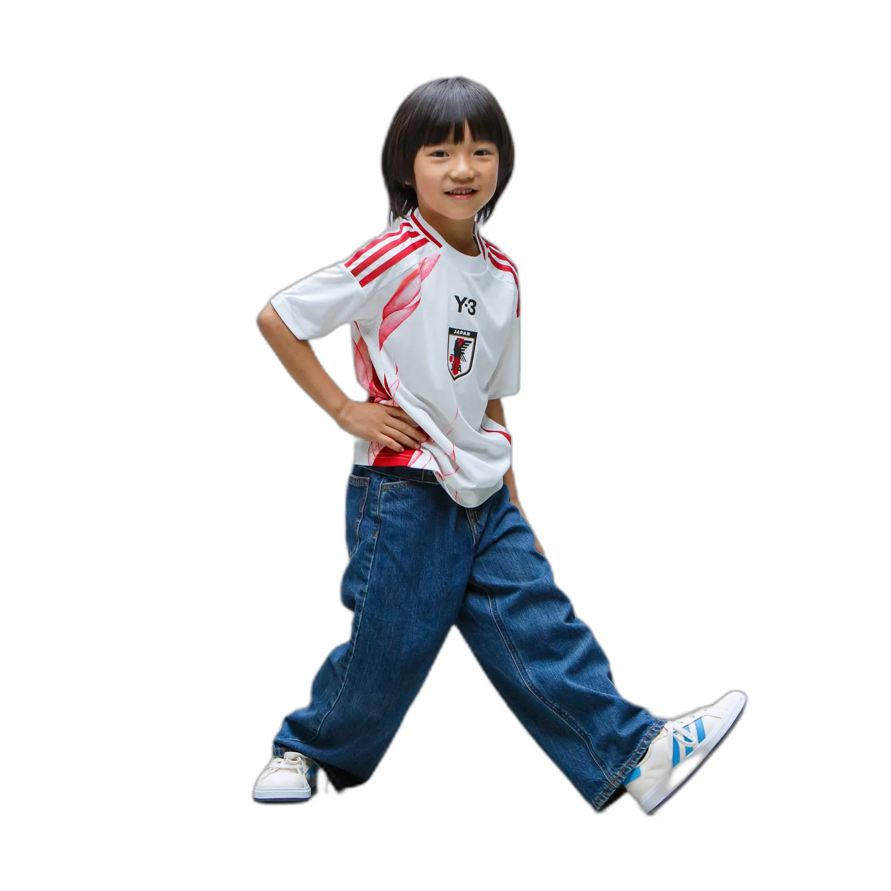 T-shirt Football Japon Enfant – Blanc, Manches Courtes, 65% Polyester 35% Coton