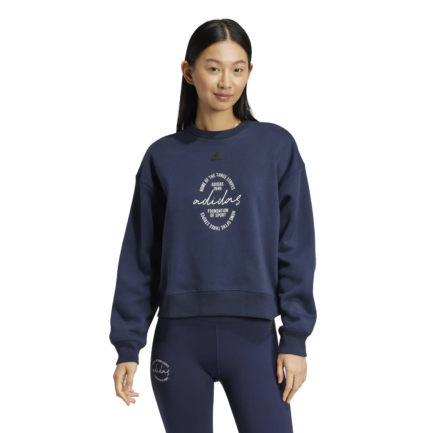 4067896211855 - adidas Brand Love Sweatshirt Print-Motiv Rippbündchen für Damen blau S