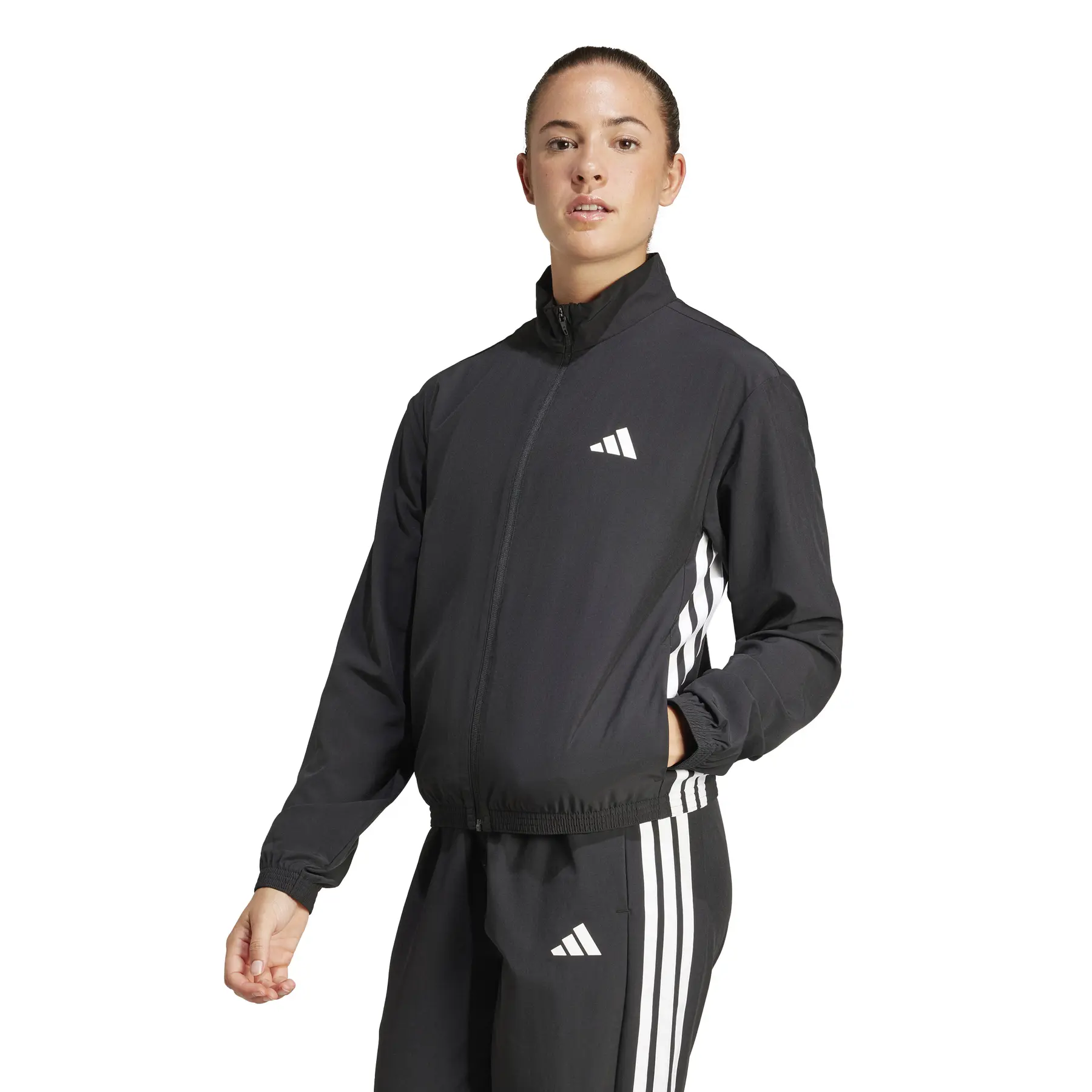 adidas Train Essentials 3-Stripes Woven Warm-Up Jacket 'Black White' (Women's) — foto 2