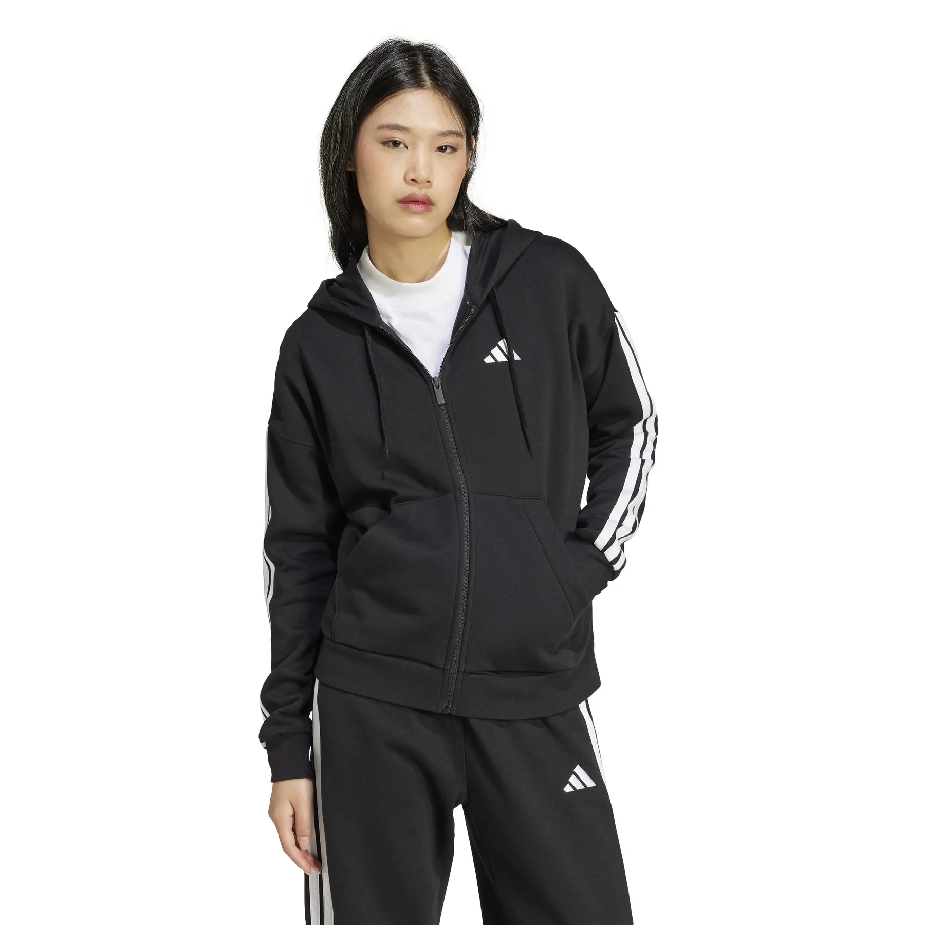 Women's zip-up fleece hoodie adidas Essentials 3-Stripes