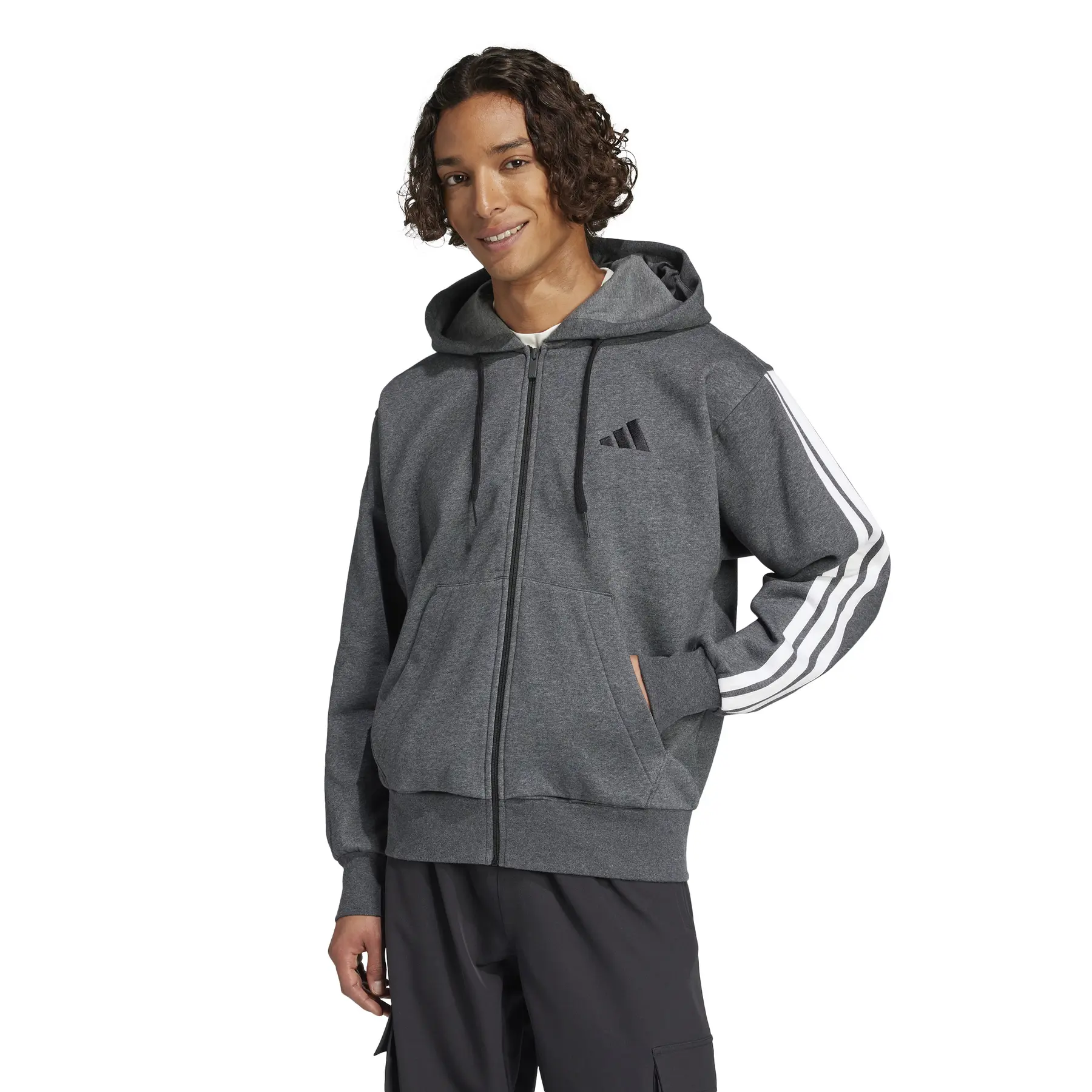 Full zip hoodie adidas Essentials 3-Stripes Fleece | Handball-Store