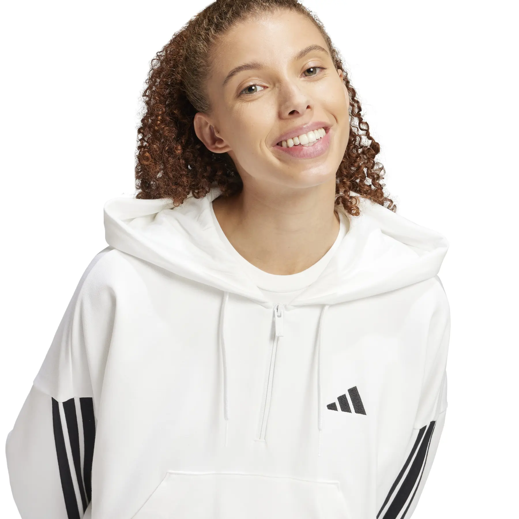 Women's 1/4 zip hooded sweatshirt adidas Essentials 3-Stripes