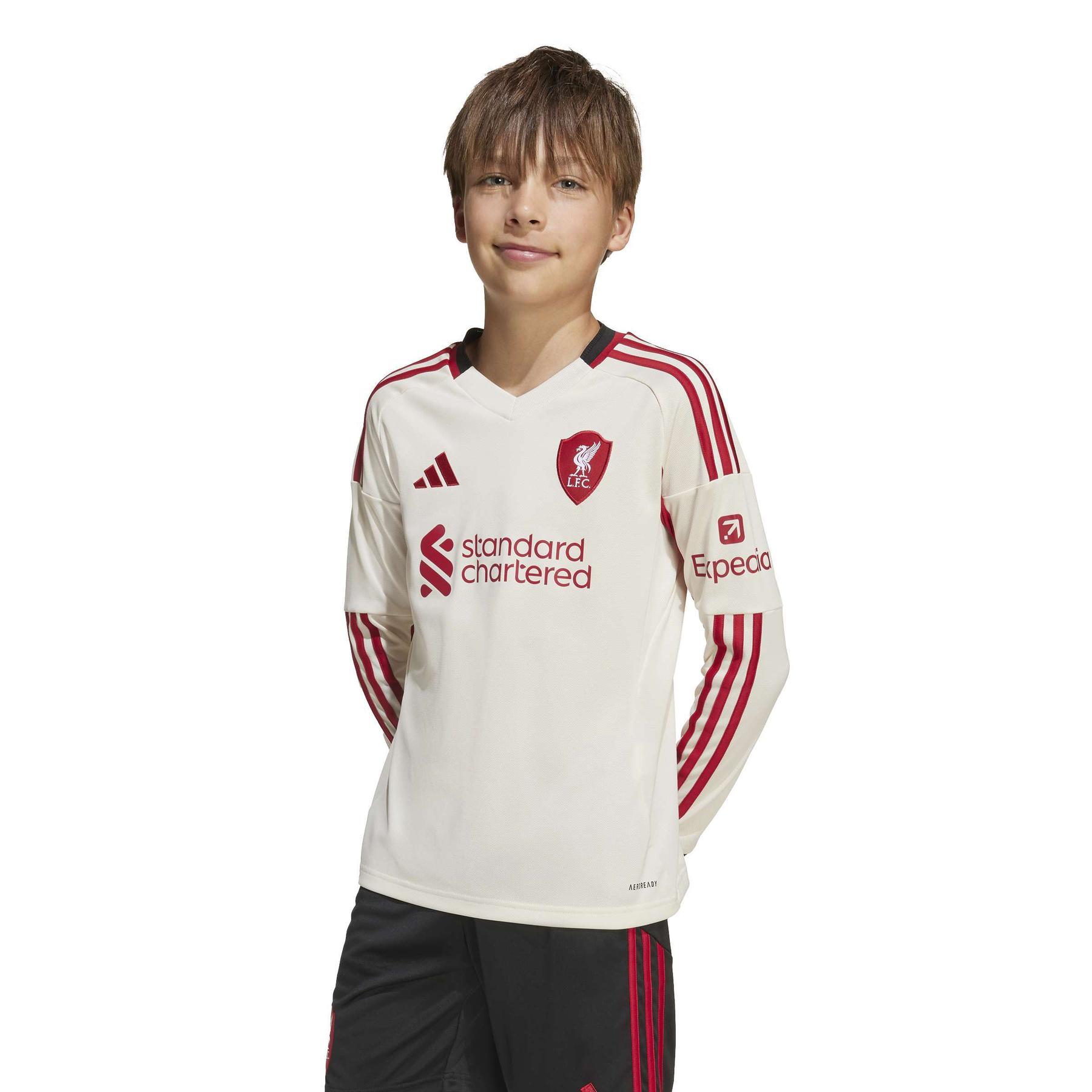 Maglia da trasferta a maniche lunghe per bambini Liverpool FC 2025/26