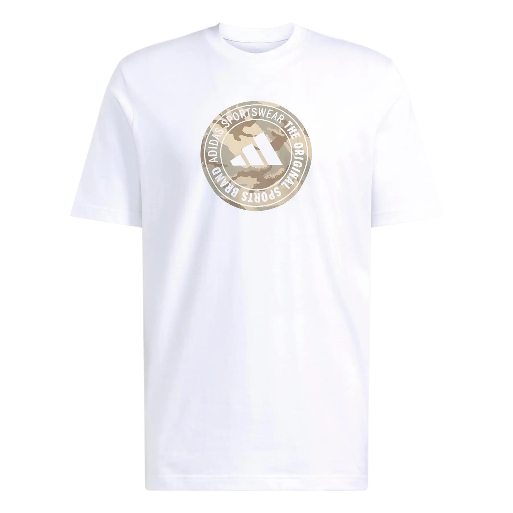 Adidas Blanc T-Shirt Camo Circle Patch Graphic
