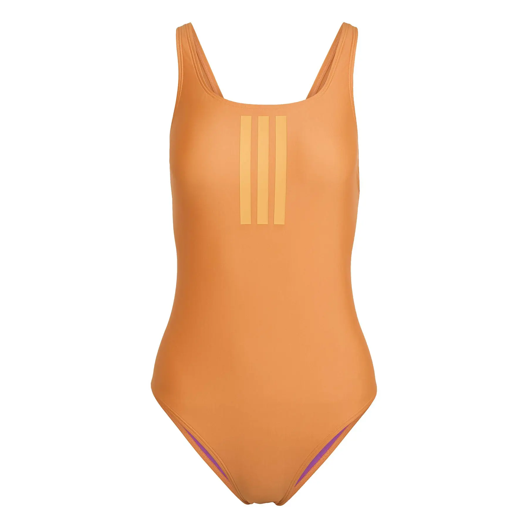 Adidas Women's Orange V-Back Three Stripe One-Piece Swimsuit