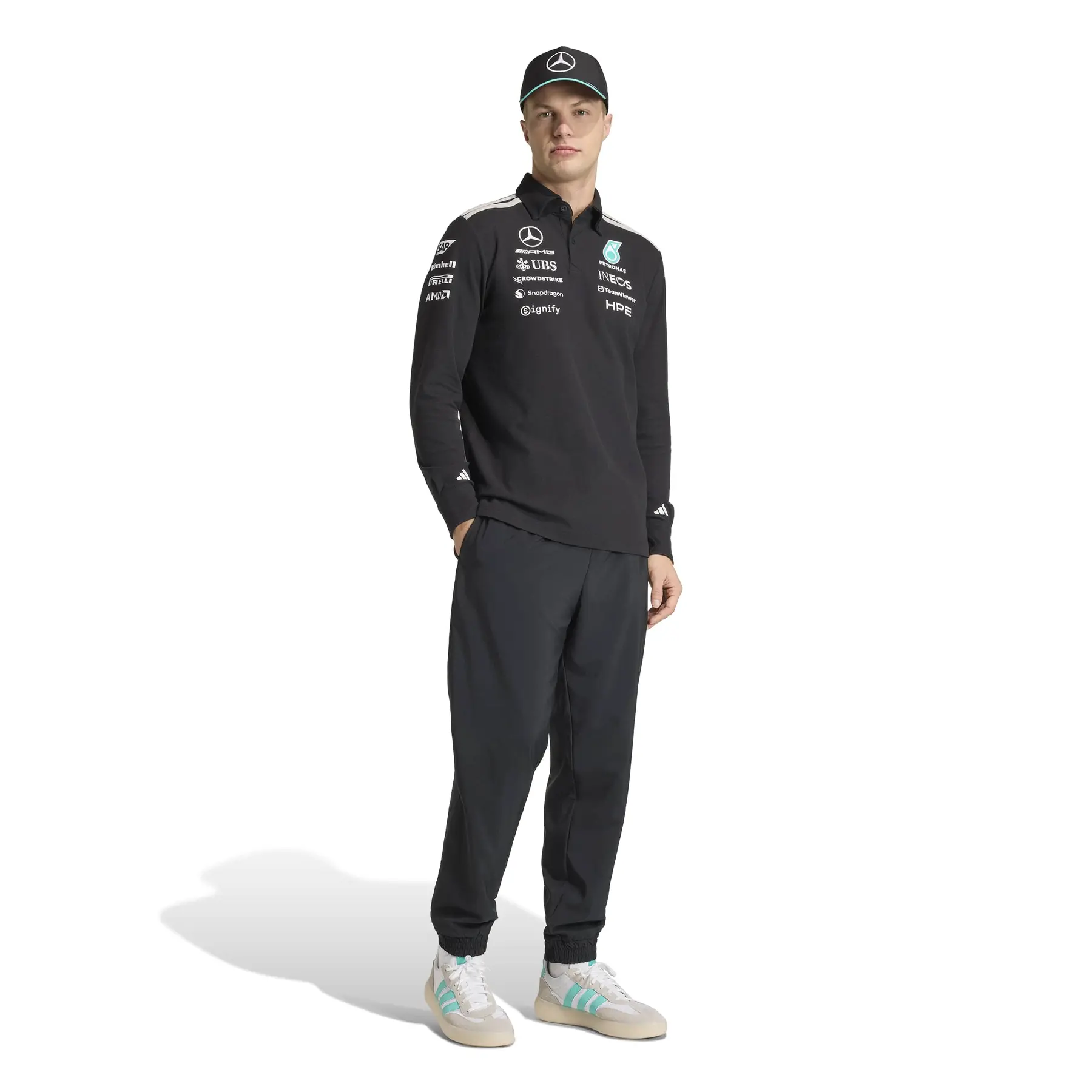 Mercedes AMG long sleeve cotton polo Petronas Formula One Team