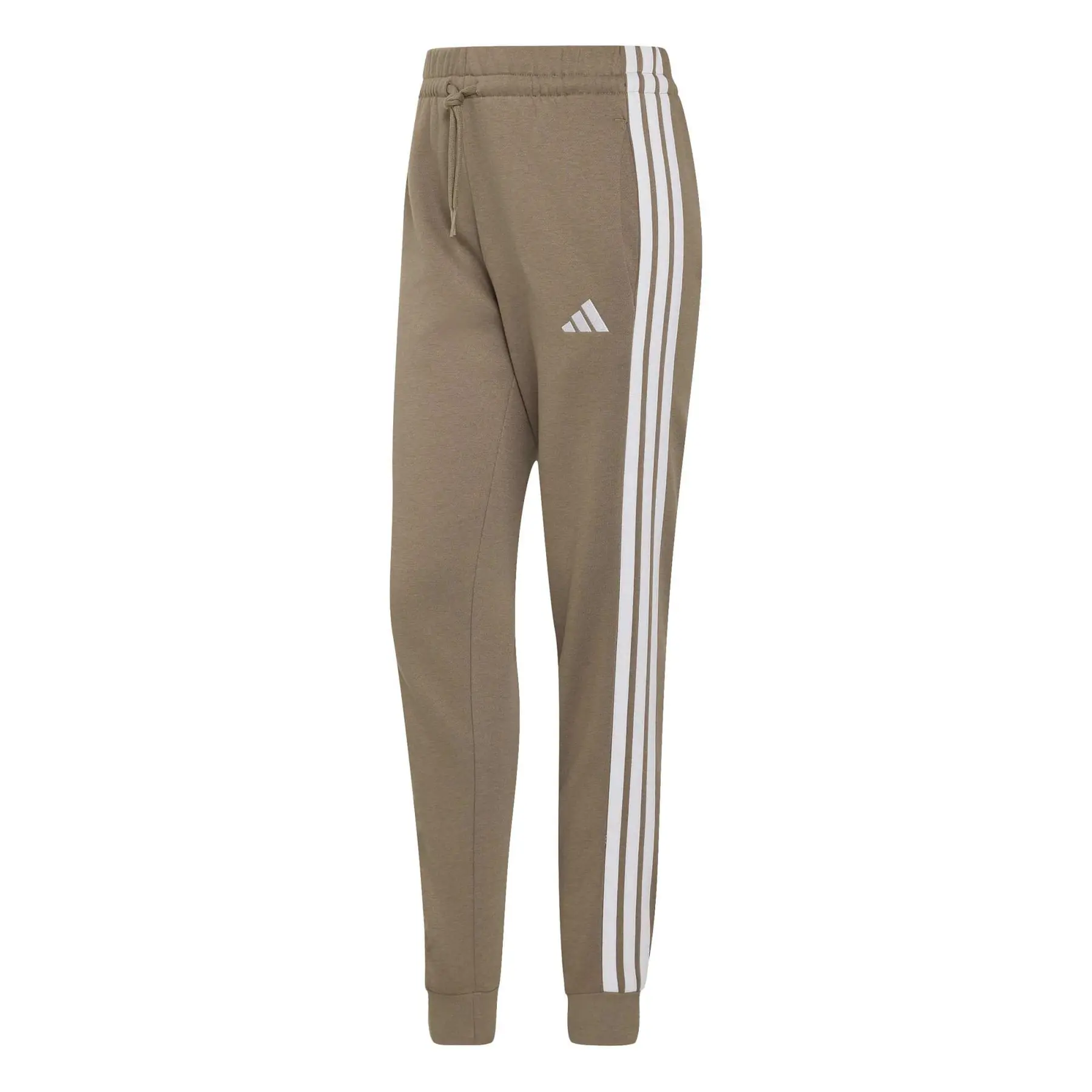 Adidas Women's Beige Slim Jogging Trousers Essentials 3-Stripes Fleece