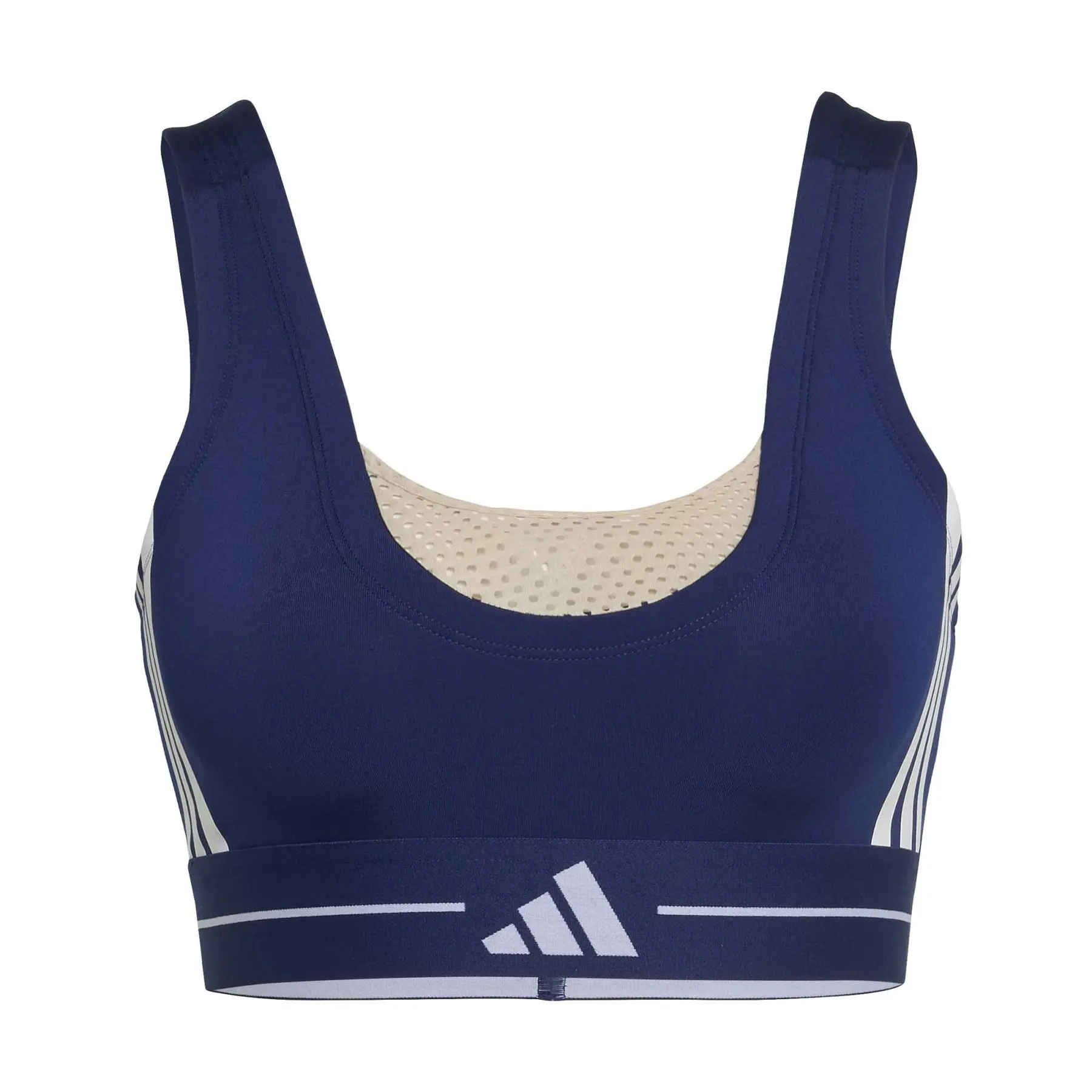 Adidas Women's Bleu Light Support Sports Bra Hyperglam 3-Stripes Color Block