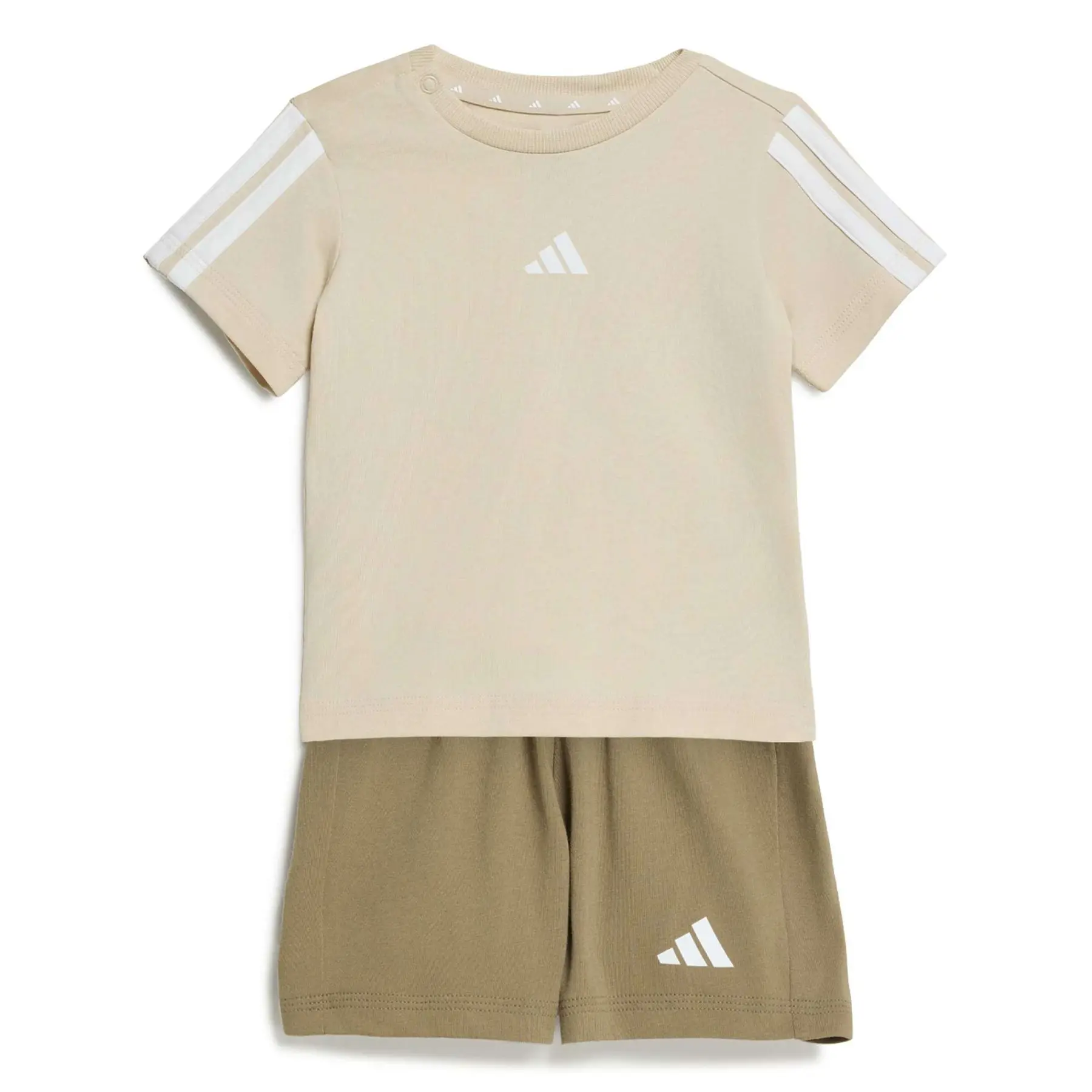 Adidas Unisex Infant Beige Baby T-Shirt And Shorts Set Essentials