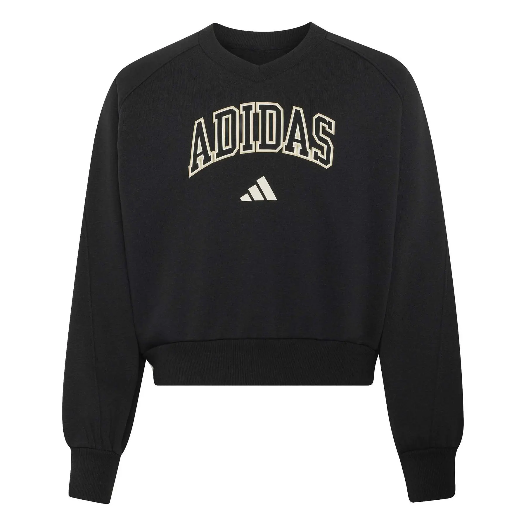 Adidas Girls Noir V-Neck Sweatshirt Seasonals Collegiate Typography