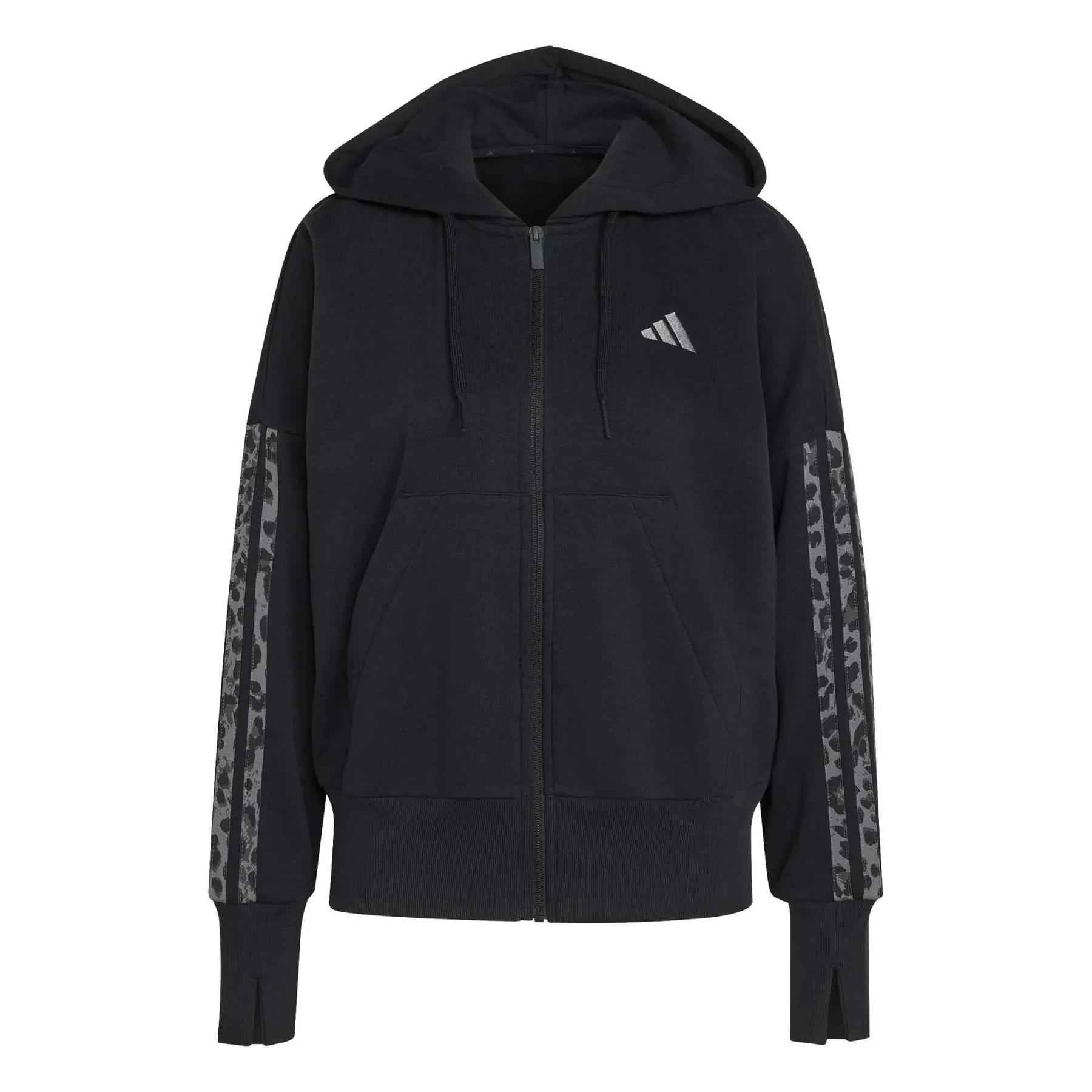 Adidas Women's Noir Zip-Up Hoodie Essentials 3-Stripes