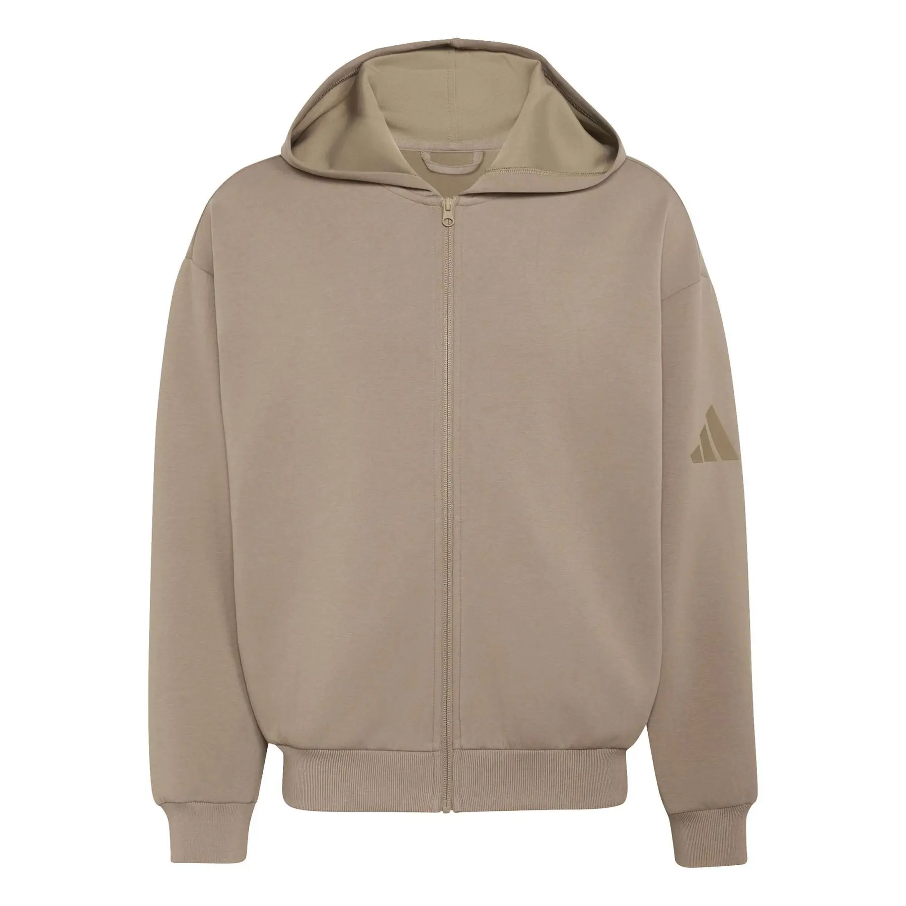 Adidas Men's Beige Zip-Up Hoodie Soft Lux