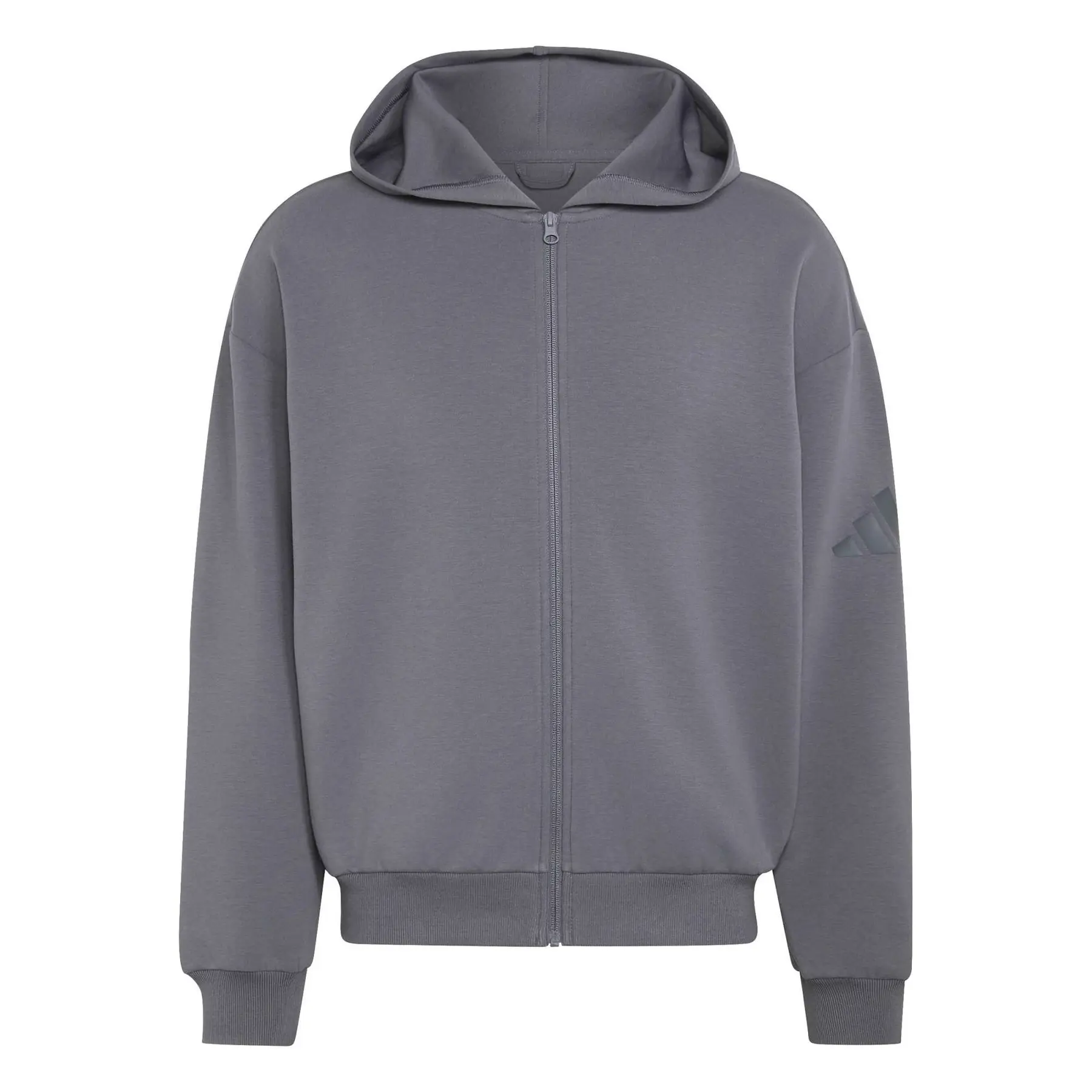 Adidas Men's Gris Zip-Up Hoodie Soft Lux