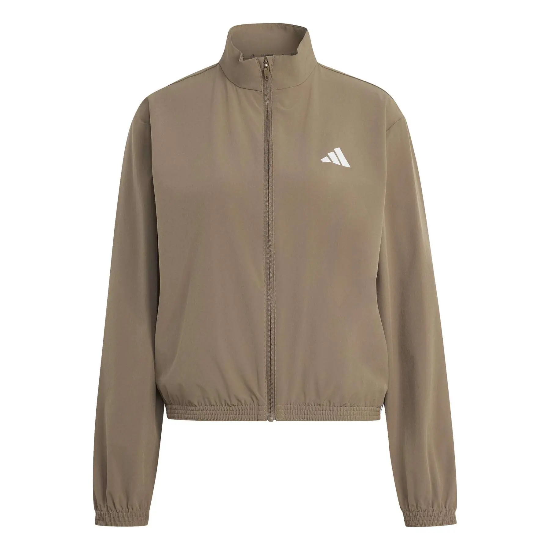 Adidas Women's Beige Sweat Jacket Workout Essentials 3-Stripes