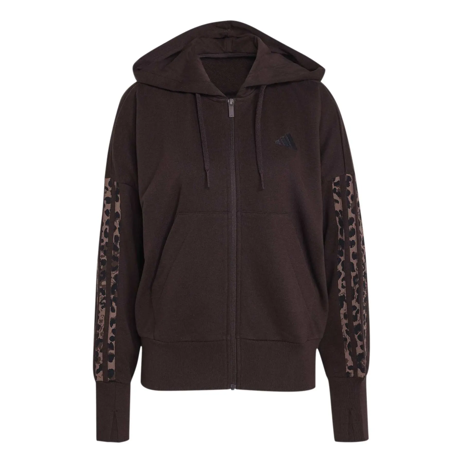 Adidas Women's Marron Zip-Up Hoodie Essentials 3-Stripes