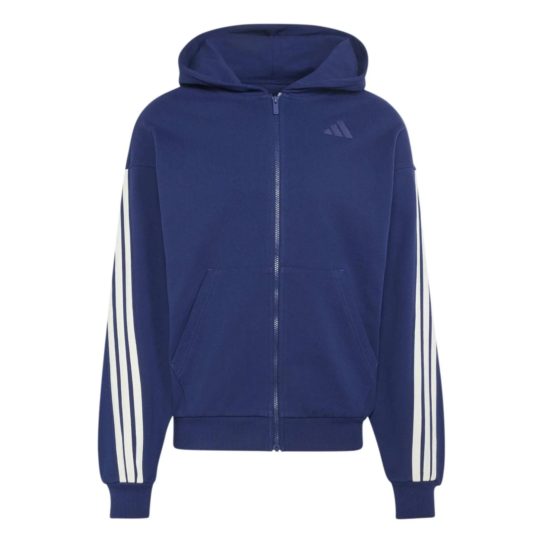 Adidas Bleu Full Zip Hoodie 3-Stripes