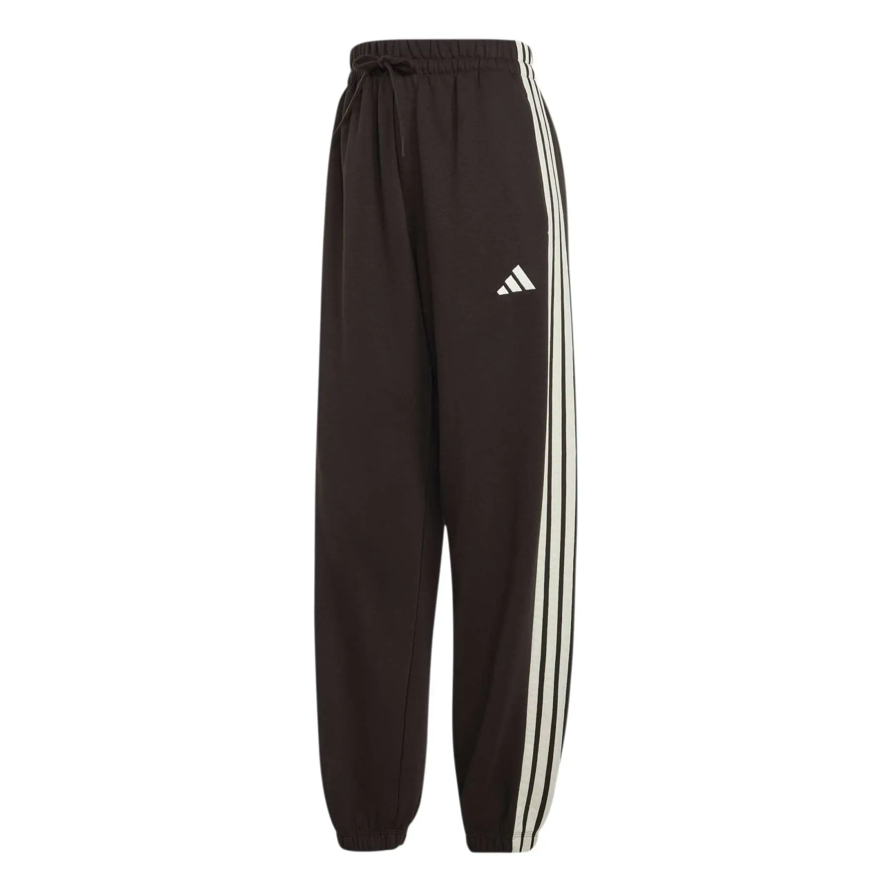 Adidas Women's Marron Loose Joggers Essentials 3-Stripes Fleece