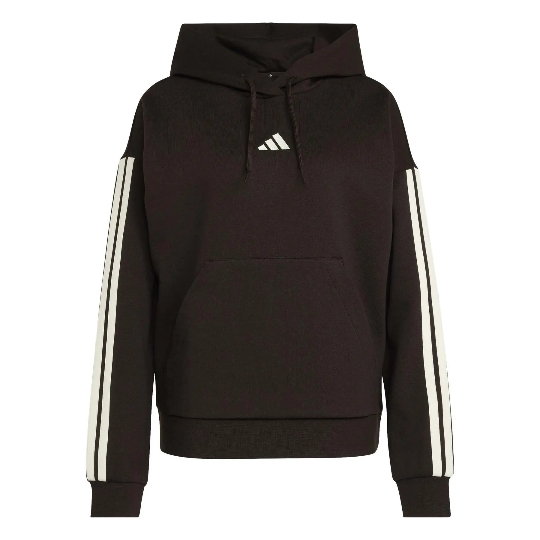 Adidas Women's Marron Fleece Hooded Sweatshirt Essentials 3-Stripes