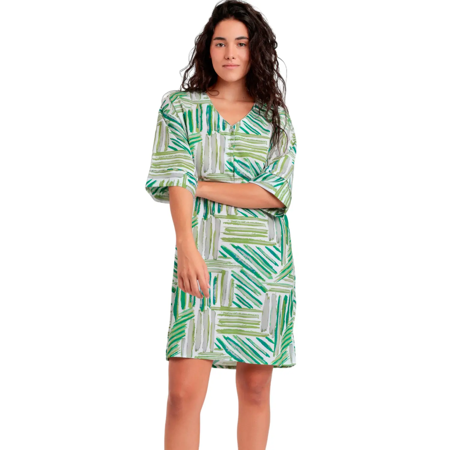 Image of Strandhemd Kleid Damen Admas Green Summer
