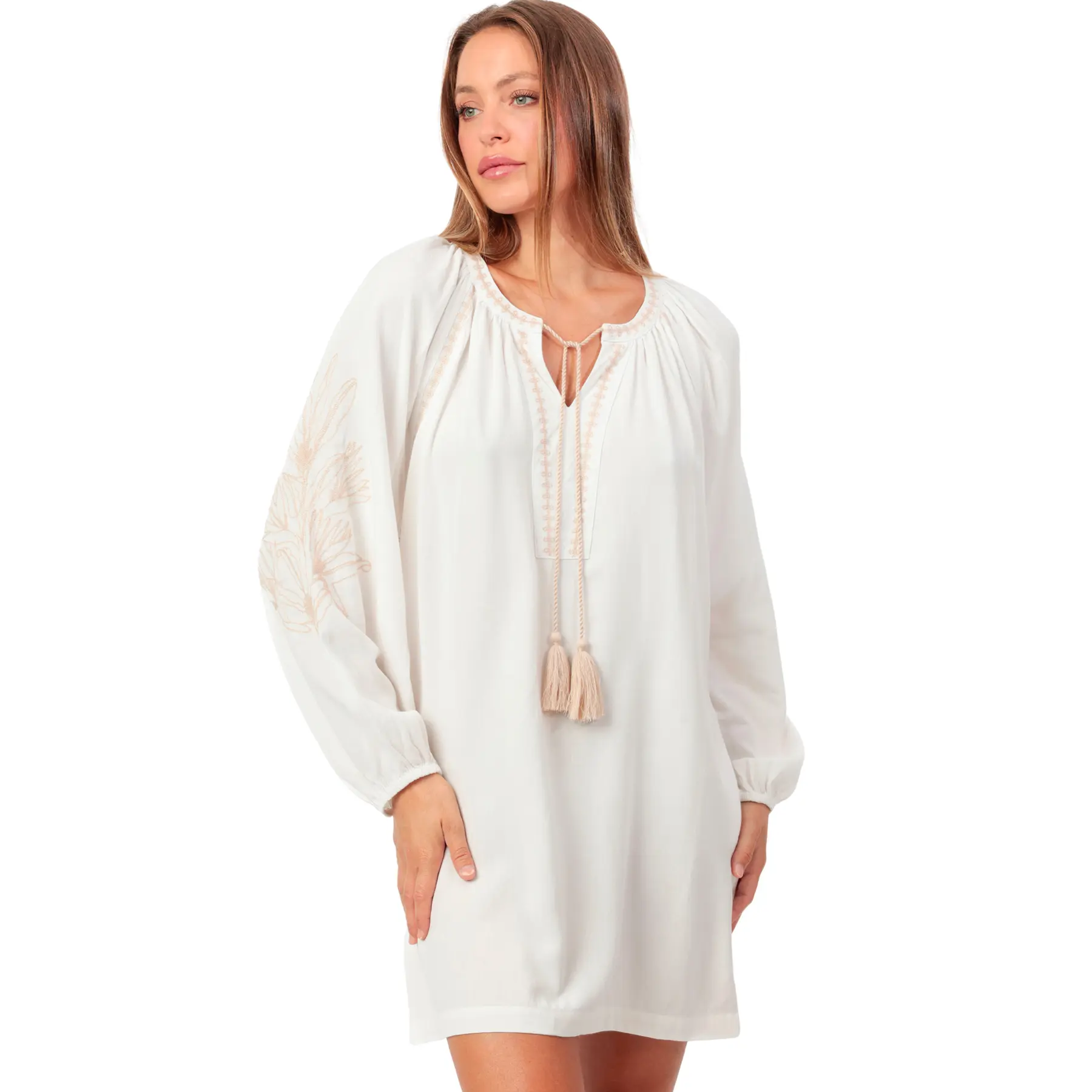 Caftano da spiaggia a maniche lunghe donna  Embroidery And Cords