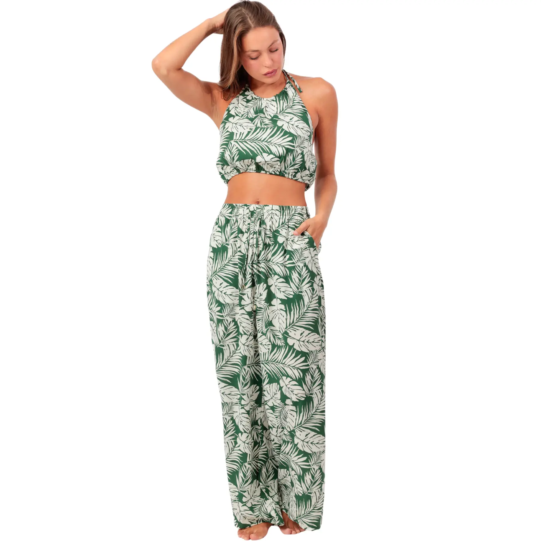 Completo pantalone e top donna  Tropical Leaves