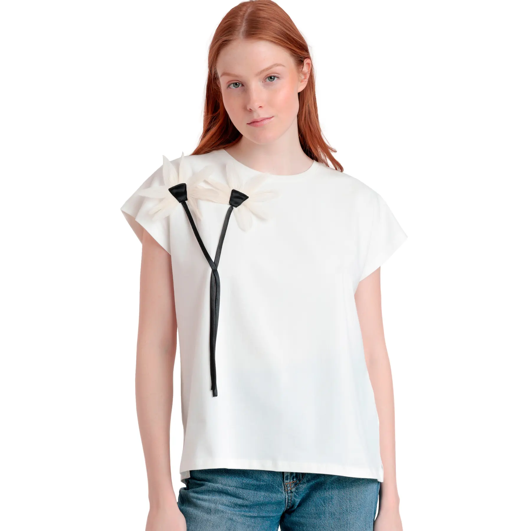 Image of Damen T-Shirt Admas Flor Aplicada