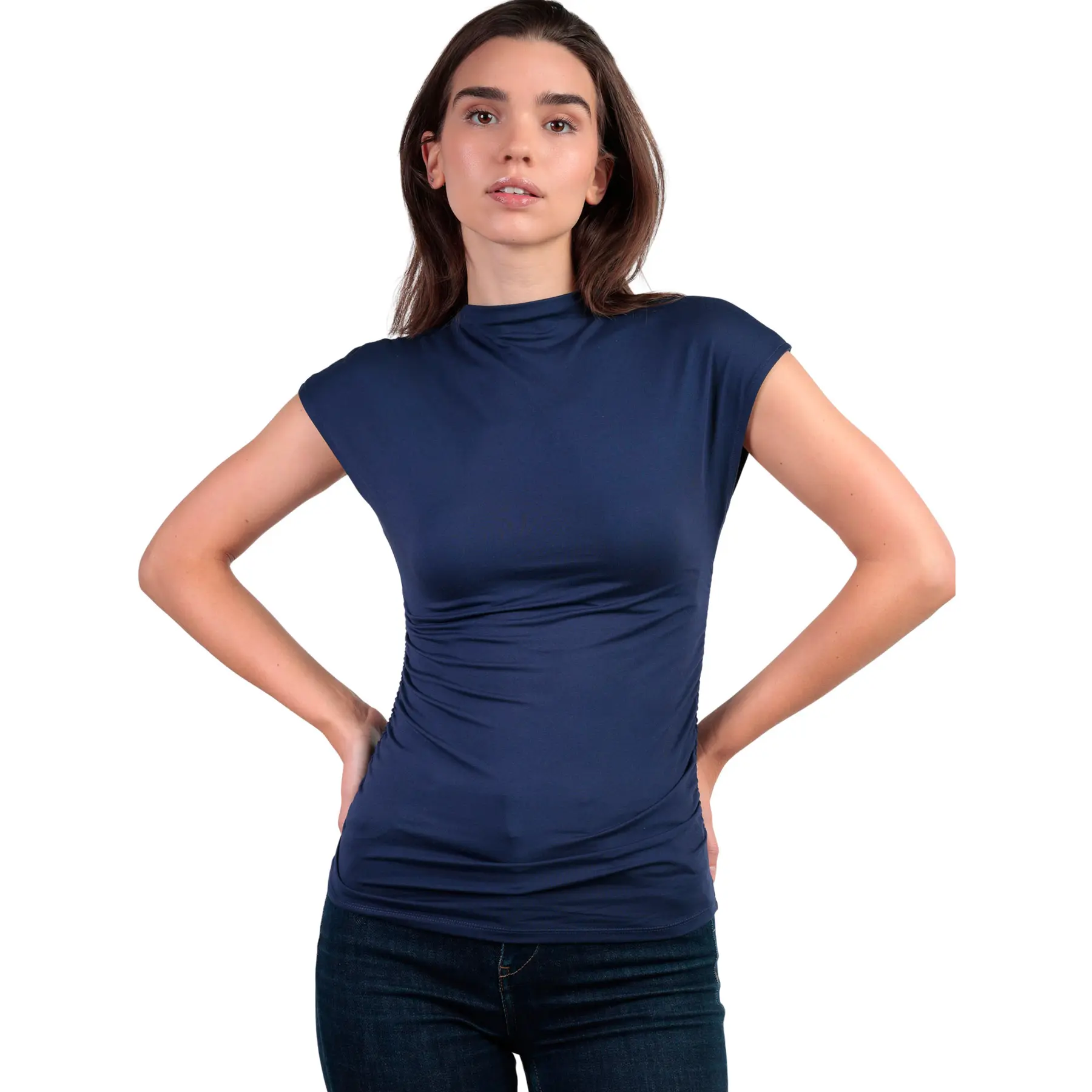 Image of Bluse mit Stehkragen, Damen Admas Frunces