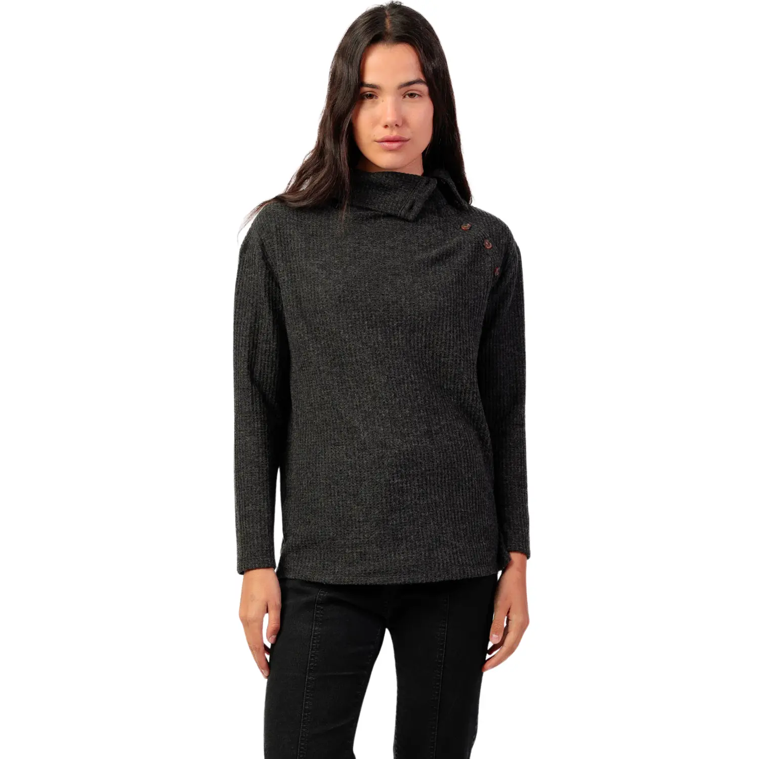 Hochgeschlossenes Knopf-Oberteil Damen Admas Neck Buttons