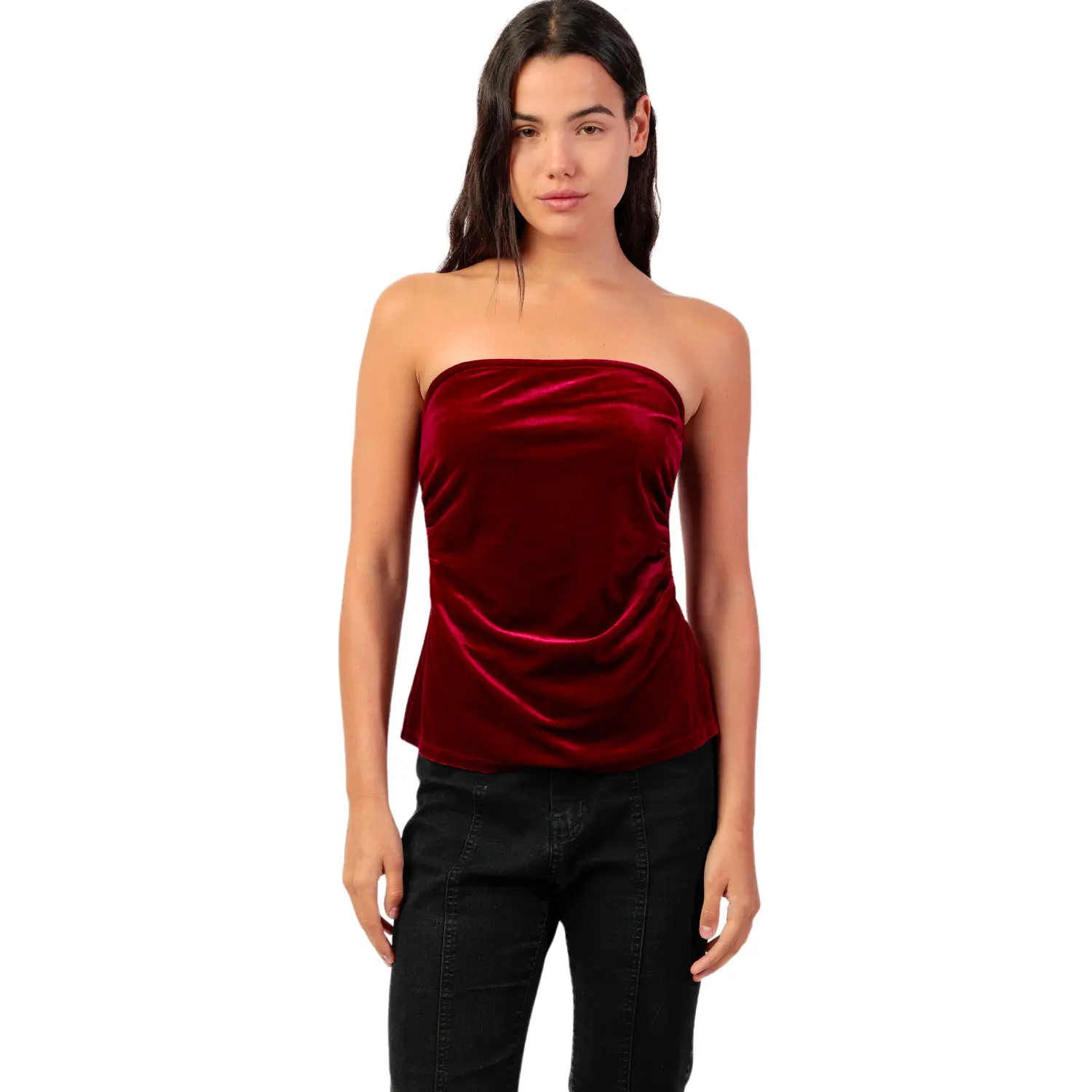 Image of Bustier Bandeau Damen Admas Velour And Lace