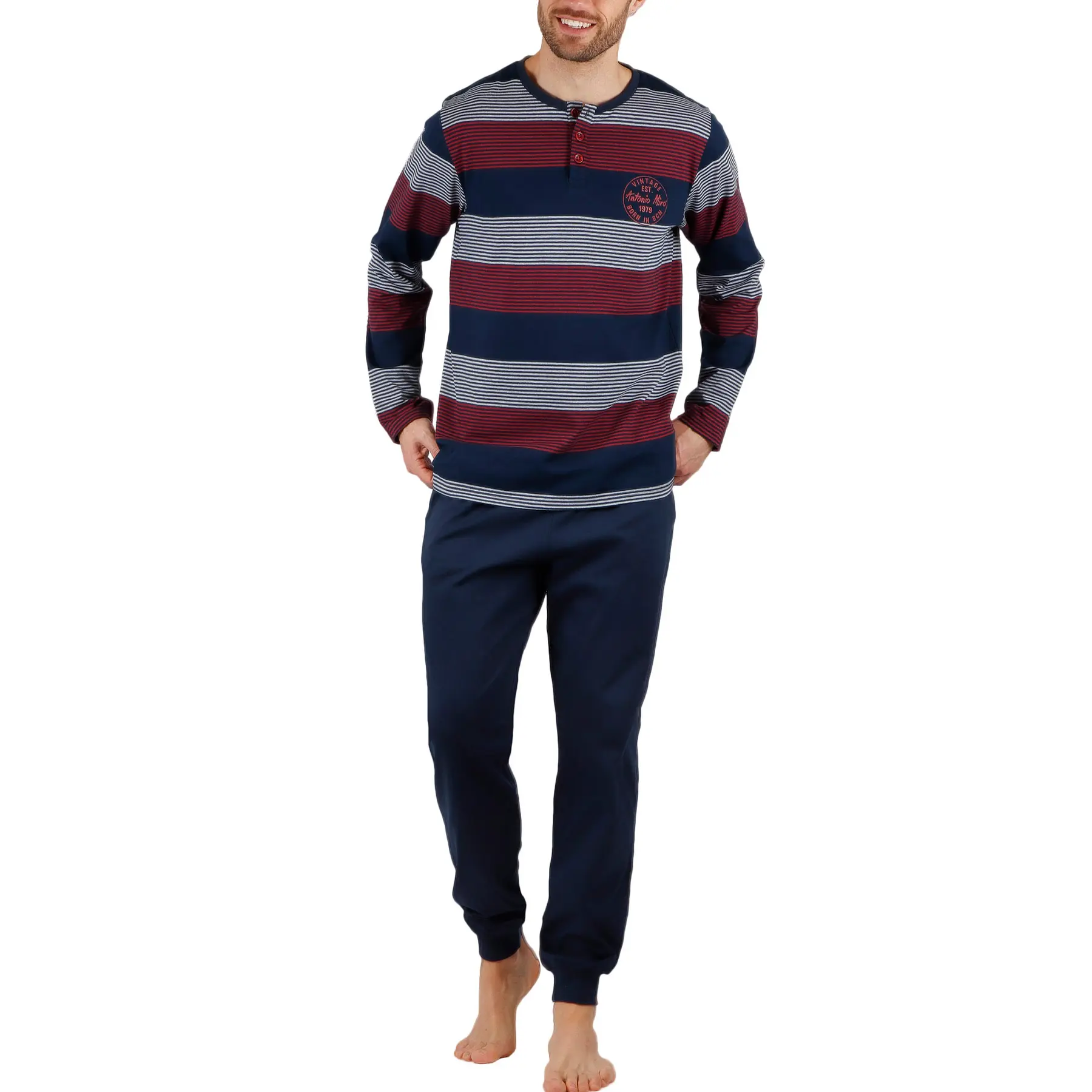 Image of Langarm-Pyjama-T-Shirt und Hose Admas Stamp Antonio Miro