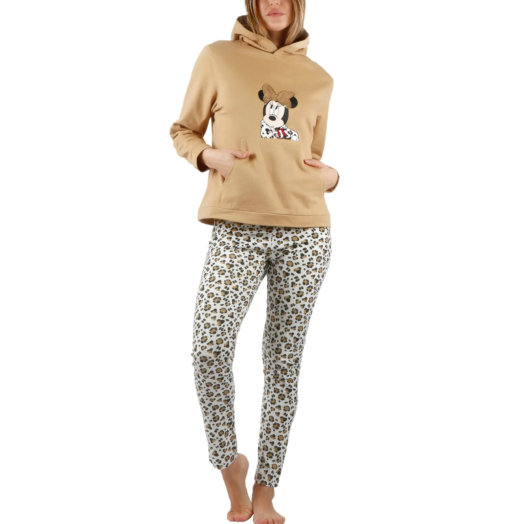 Pigiama con pantaloni e felpa con cappuccio donna  Minnie Leopardo Disney