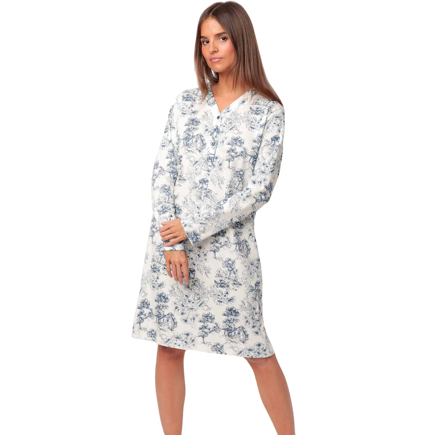 Chemise da notte a maniche lunghe donna  Toile De Jouy
